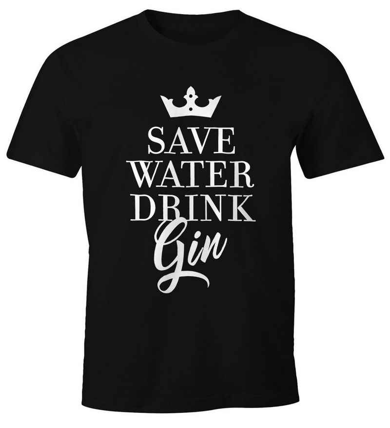 MoonWorks Print-Shirt Save water drink Gin Herren T-Shirt Spruch Shirt Moonworks® mit Print