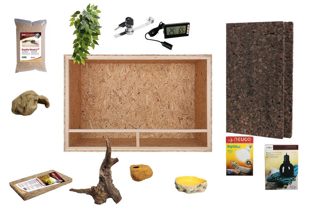 M&S Reptilien Terrarium Komplettset: Für Leopardgeckos (ca. 100 cm Länge)