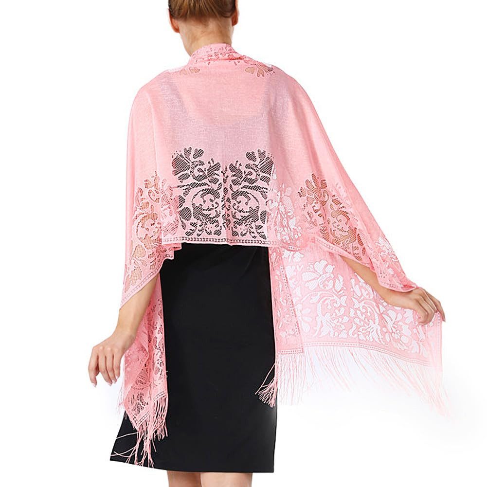 Bextsrack Modeschal Stola Damen Halstuch Durchbrochene Spitze Sommer Schal Damen, Festliche Stola für Abendkleid oder Brautkleid Hochzeit Scarf