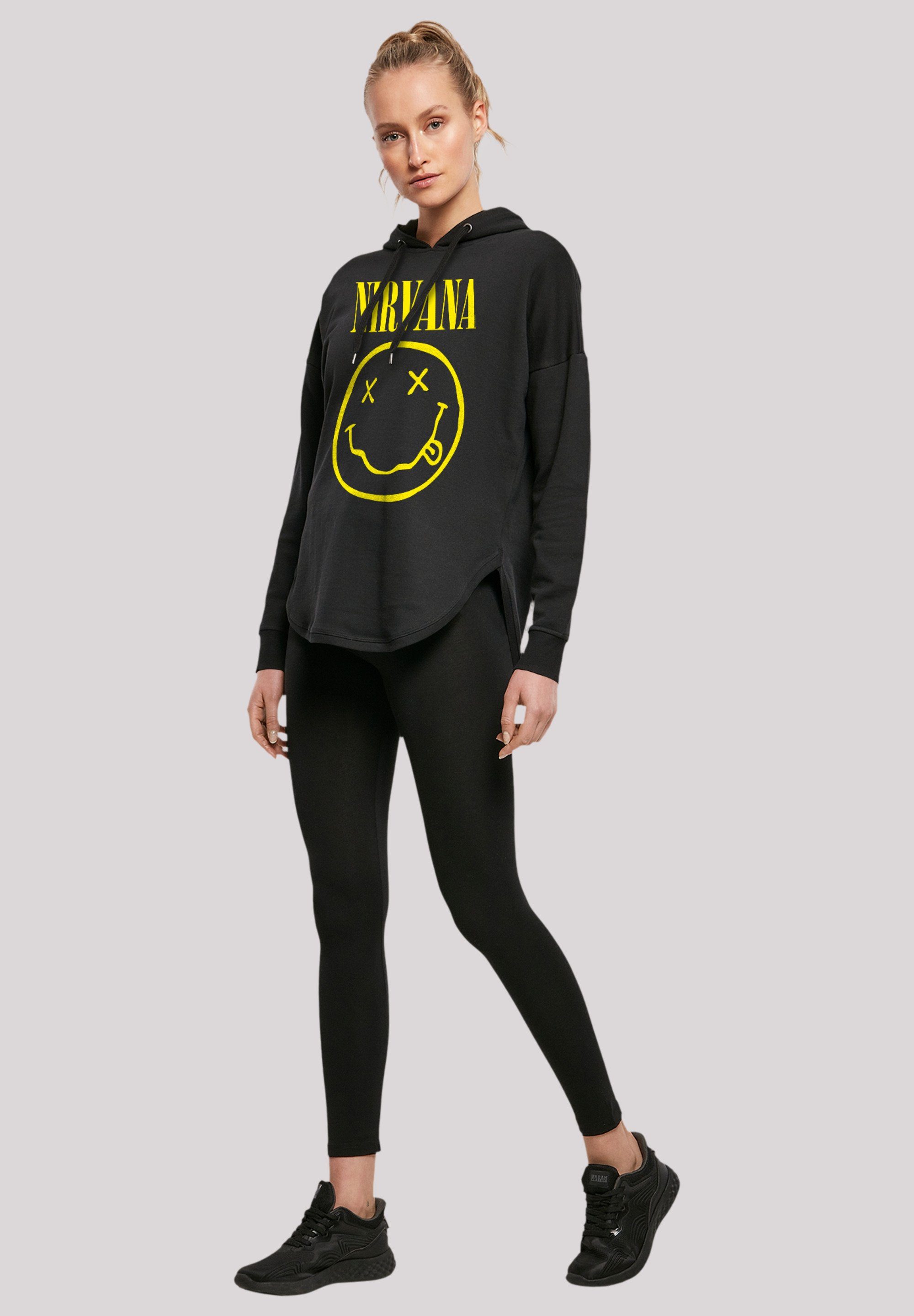 F4NT4STIC Sweatshirt Nirvana Yellow Rock Band Qualität Premium Happy Face schwarz