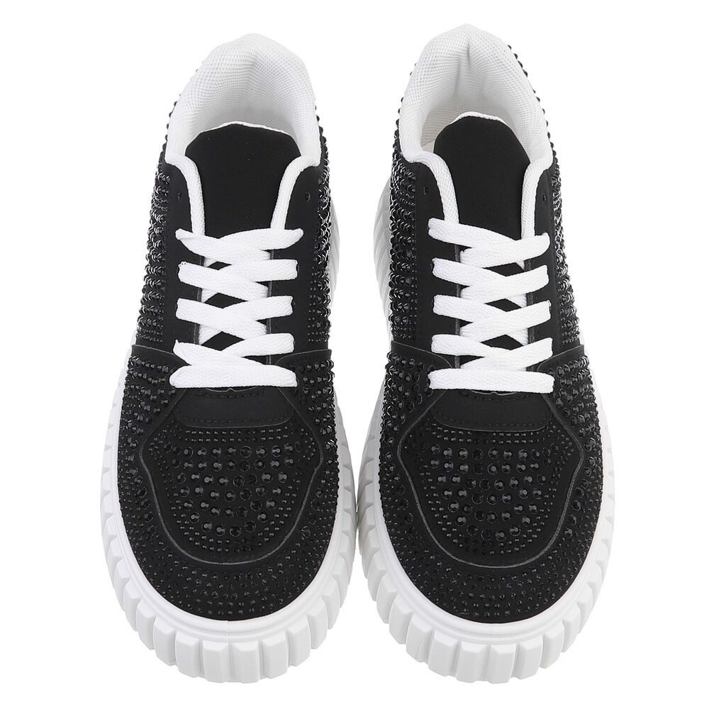 Ital-Design Modischer Sneaker mit Glitzerdetails für Damen Sneaker (91116910) Flach Sneakers Low in Schwarz – Bild 4 von 5