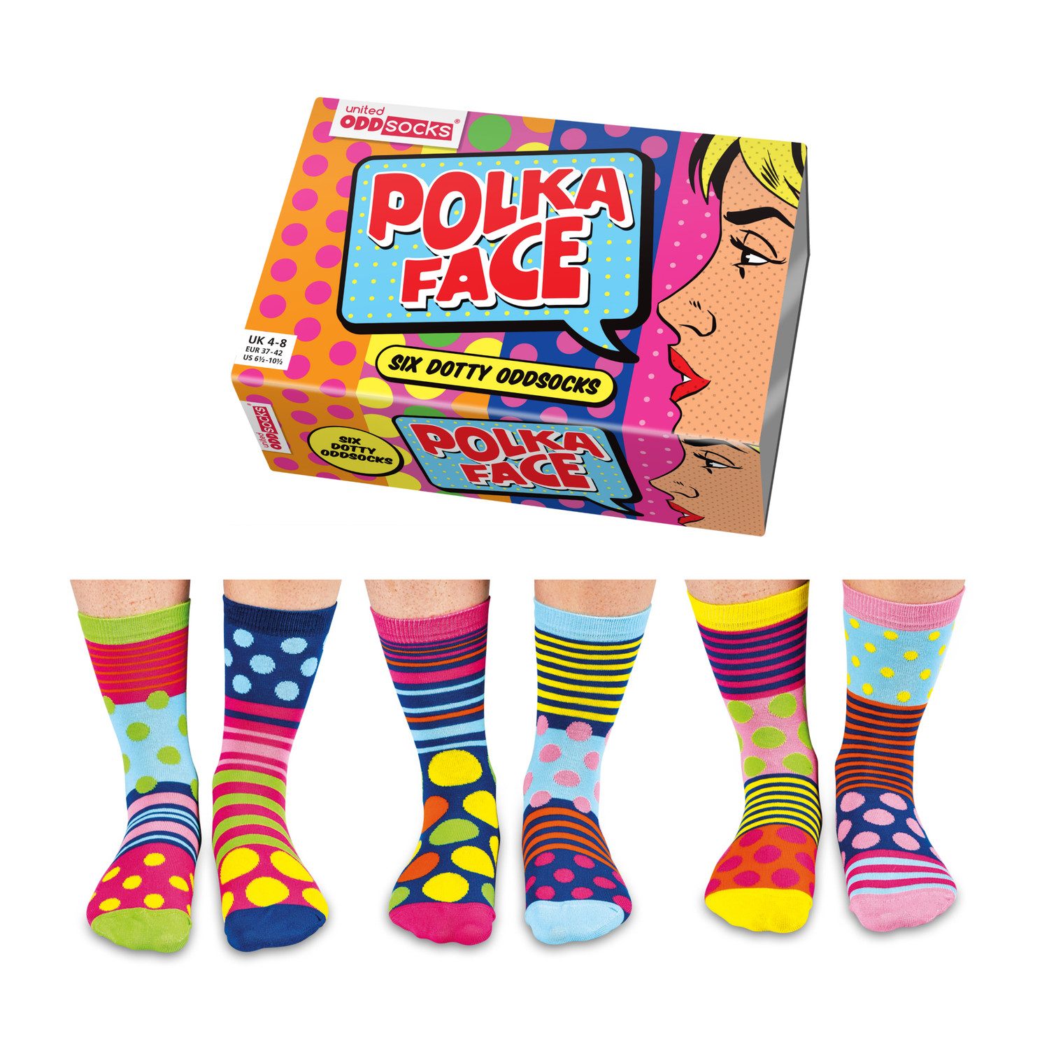 United Oddsocks Freizeitsocken Verrückte Socken Oddsocks Polka Face für Fra günstig online kaufen