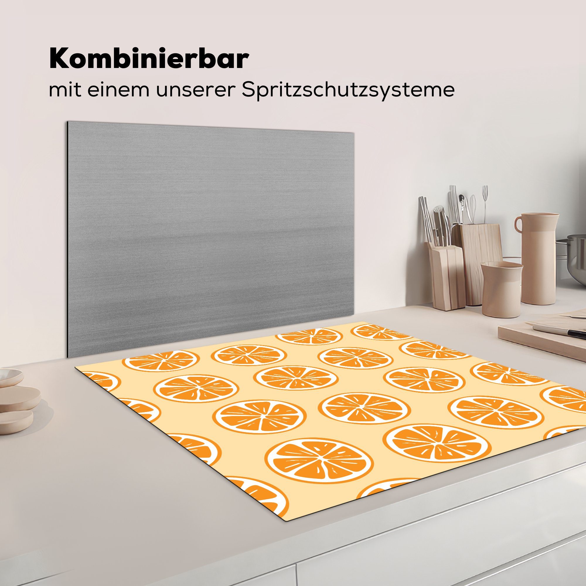 tlg), (1 für MuchoWow - Tropisch, küche Orange - Ceranfeldabdeckung, Obst cm, Vinyl, Arbeitsplatte 78x78 Herdblende-/Abdeckplatte