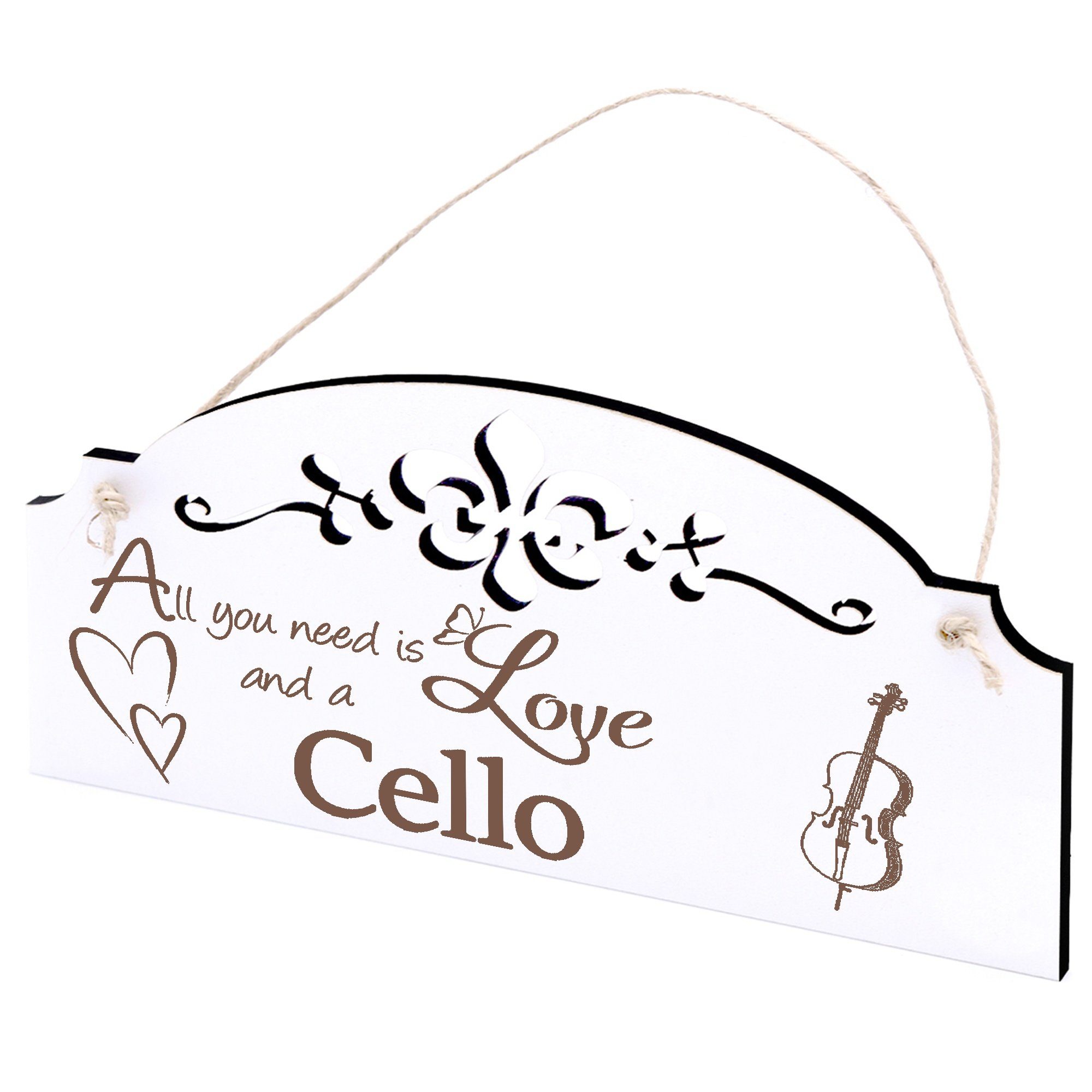 Dekolando Hängedekoration Cello Deko 20x10cm All you need is Love