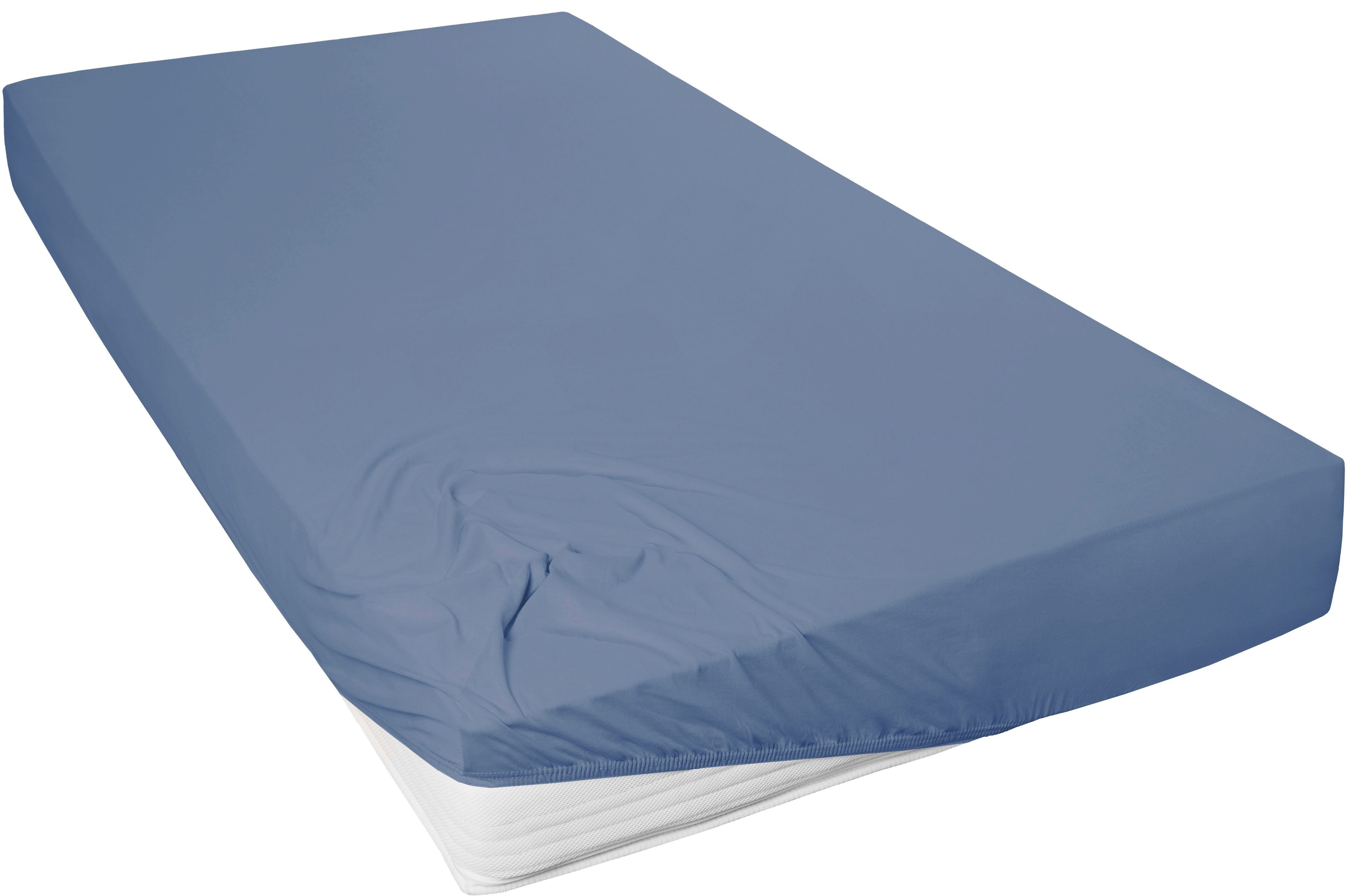 Primera Spannbettlaken Mako-Feinjersey Spannbetttuch, Mako-Jersey, Gummizug: rundum, (1 Stück), Geeignet für Standardmatratzen bis 22 cm, 100% Baumwolle
