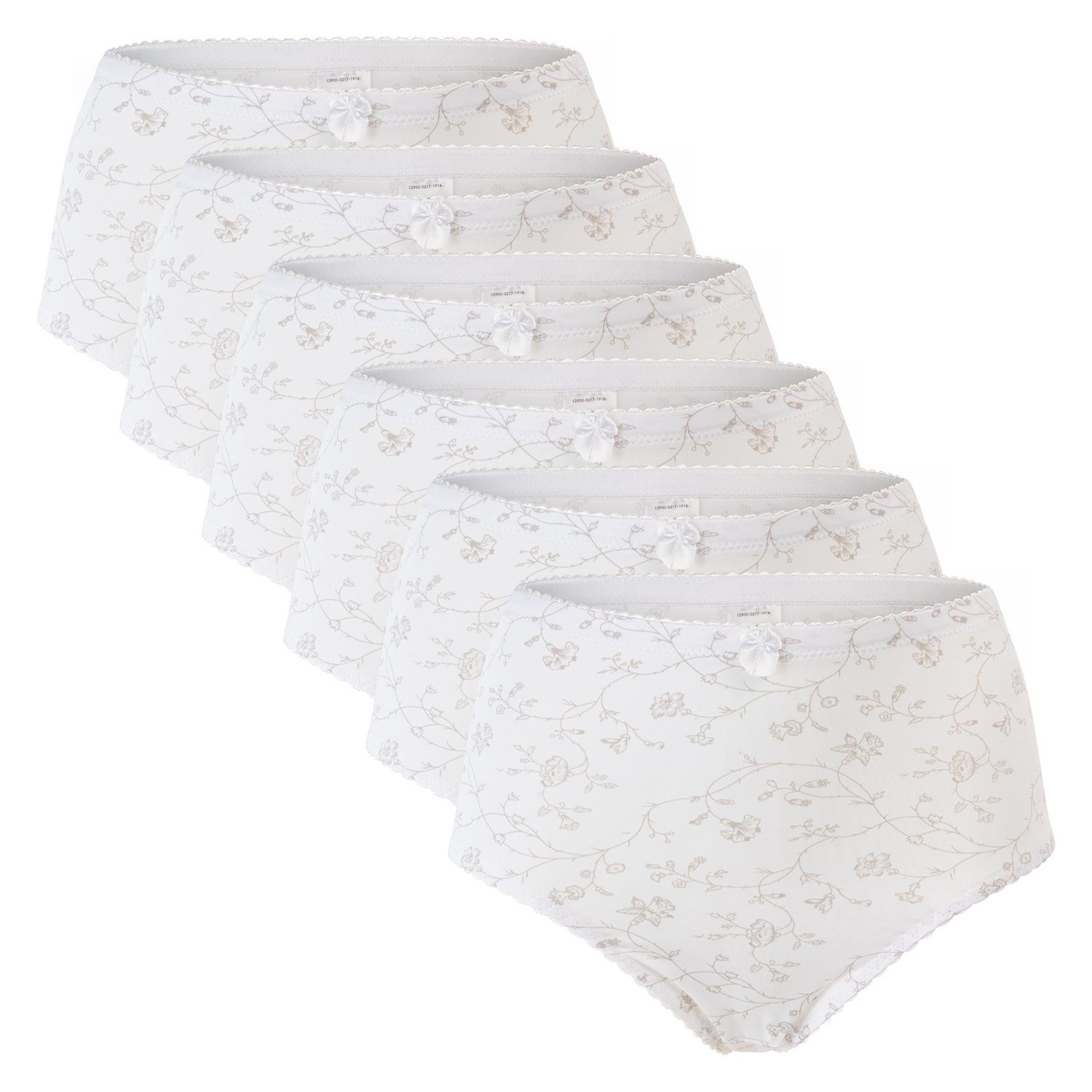 celodoro Taillenslip Damen Taillenslip, 6er Pack, Microfaser, Blümchen-Muster Weiss