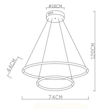 etc-shop LED Pendelleuchte, LED-Leuchtmittel fest verbaut, Warmweiß, LED Hängeleuchte Esstisch Pendelleuchte Ring Design LED