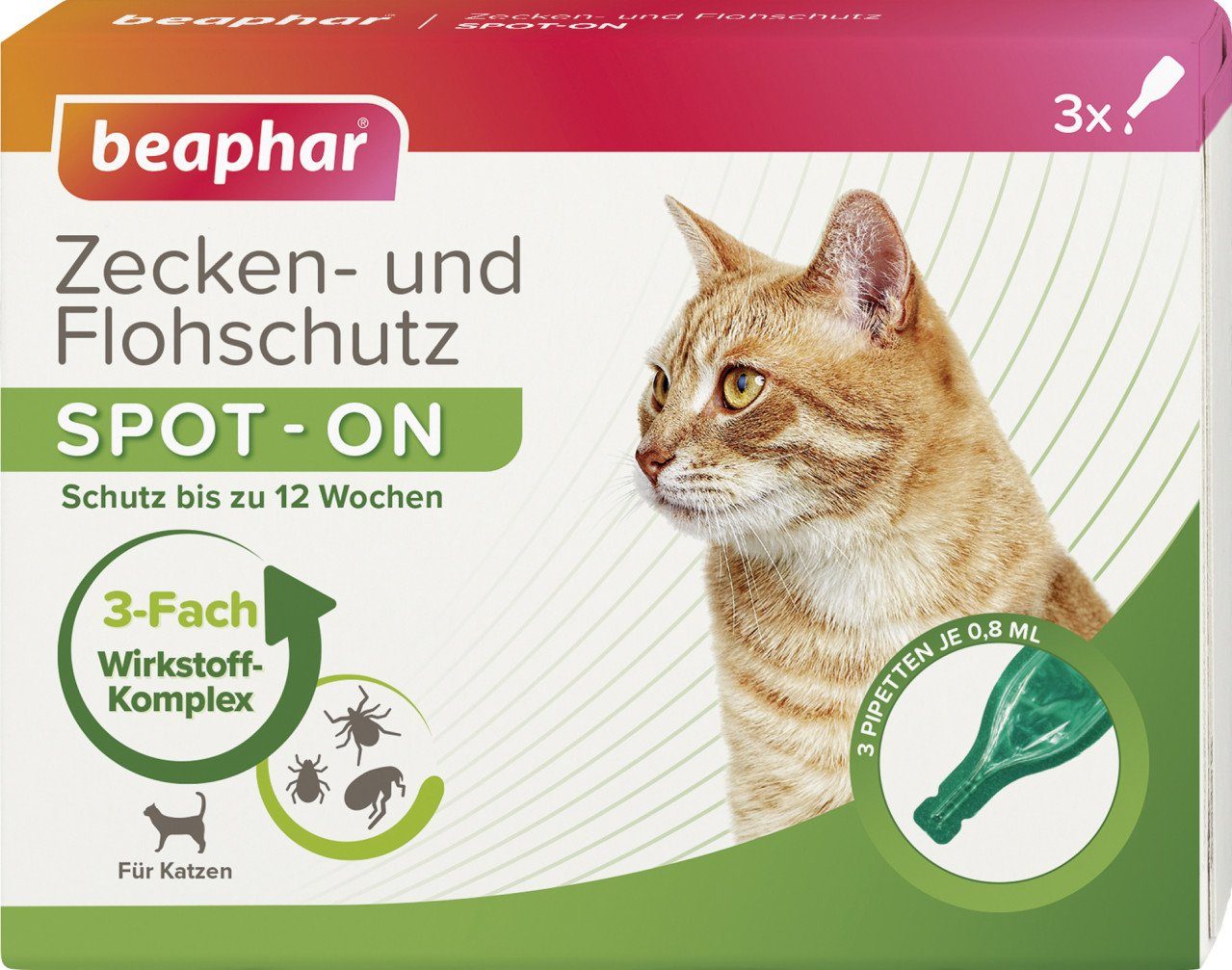 beaphar Flohhalsband Beaphar Zecken- und Flohschutz SPOT-ON 3 x 0,8 ml, Stoff