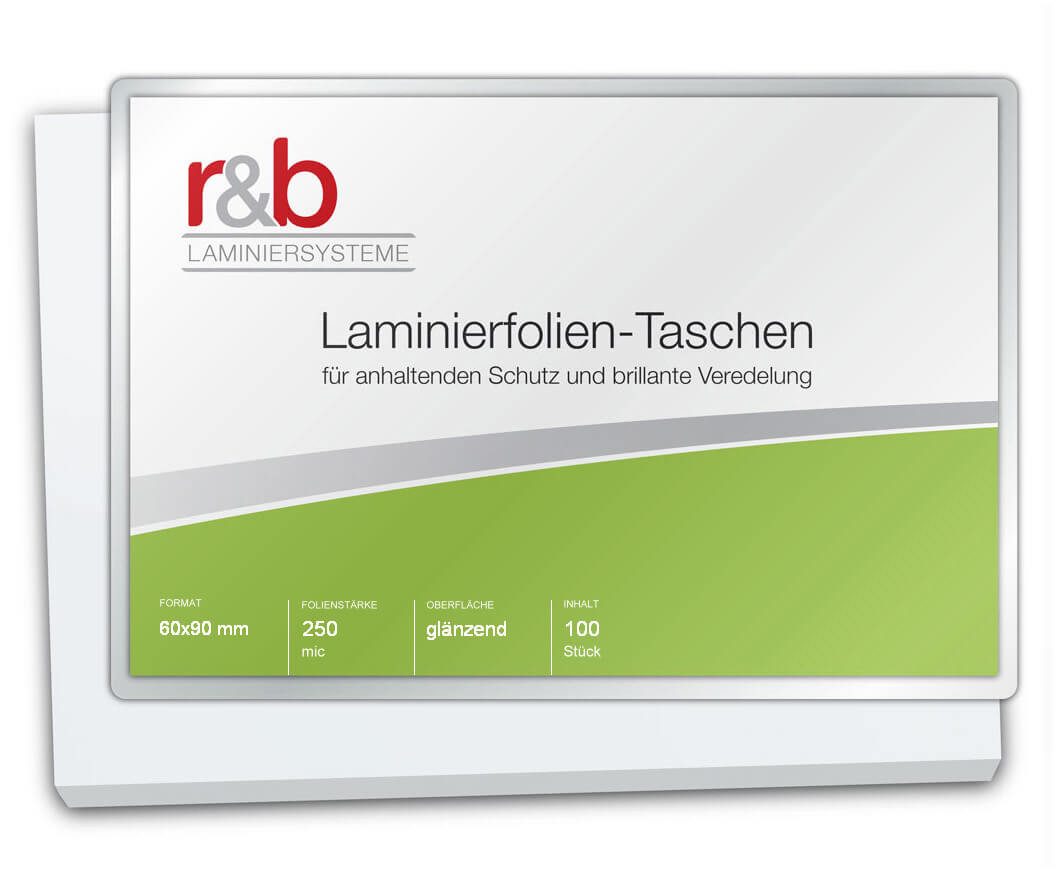 r&b Laminiersysteme Laminierfolie r&b Laminierfolie Business Card (60 x 90 mm), glänzend, Glänzend, 60×90 mm, wasserabweisend, formstabil, vielseitig