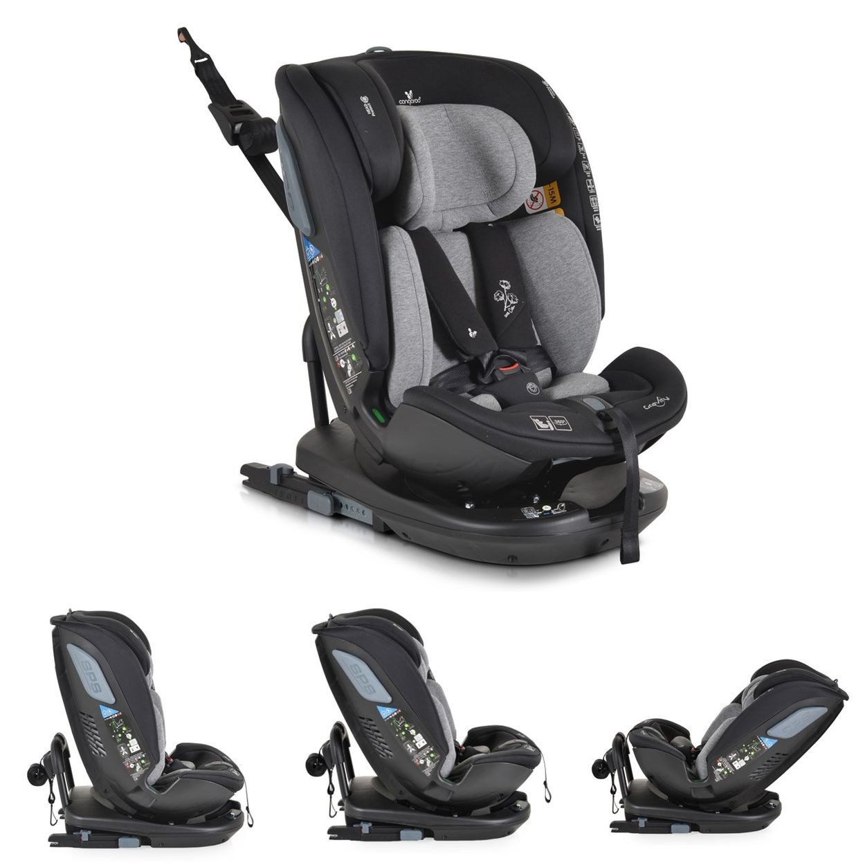 Cangaroo Autokindersitz Gravity Isofix (40-150 cm), ab: 0, bis: 12, Sitz drehbar, Kopfstütze, i-Size, 100% Baumwolle, Sicherheitsgurt