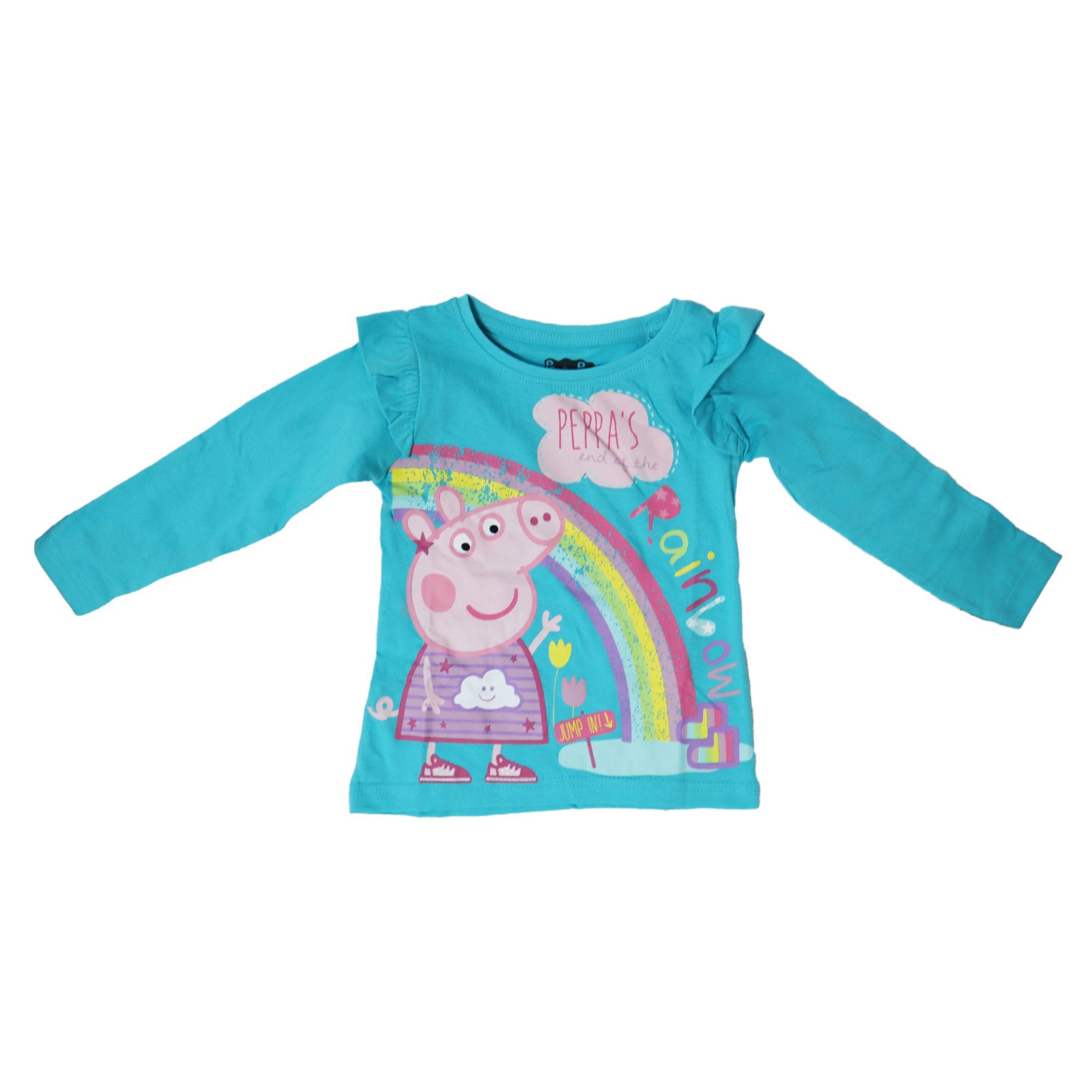 Peppa Pig Langarmshirt Peppa Wutz Baby Kinder langarm Shirt Gr. 92 bis 116, 100% Baumwolle Blau