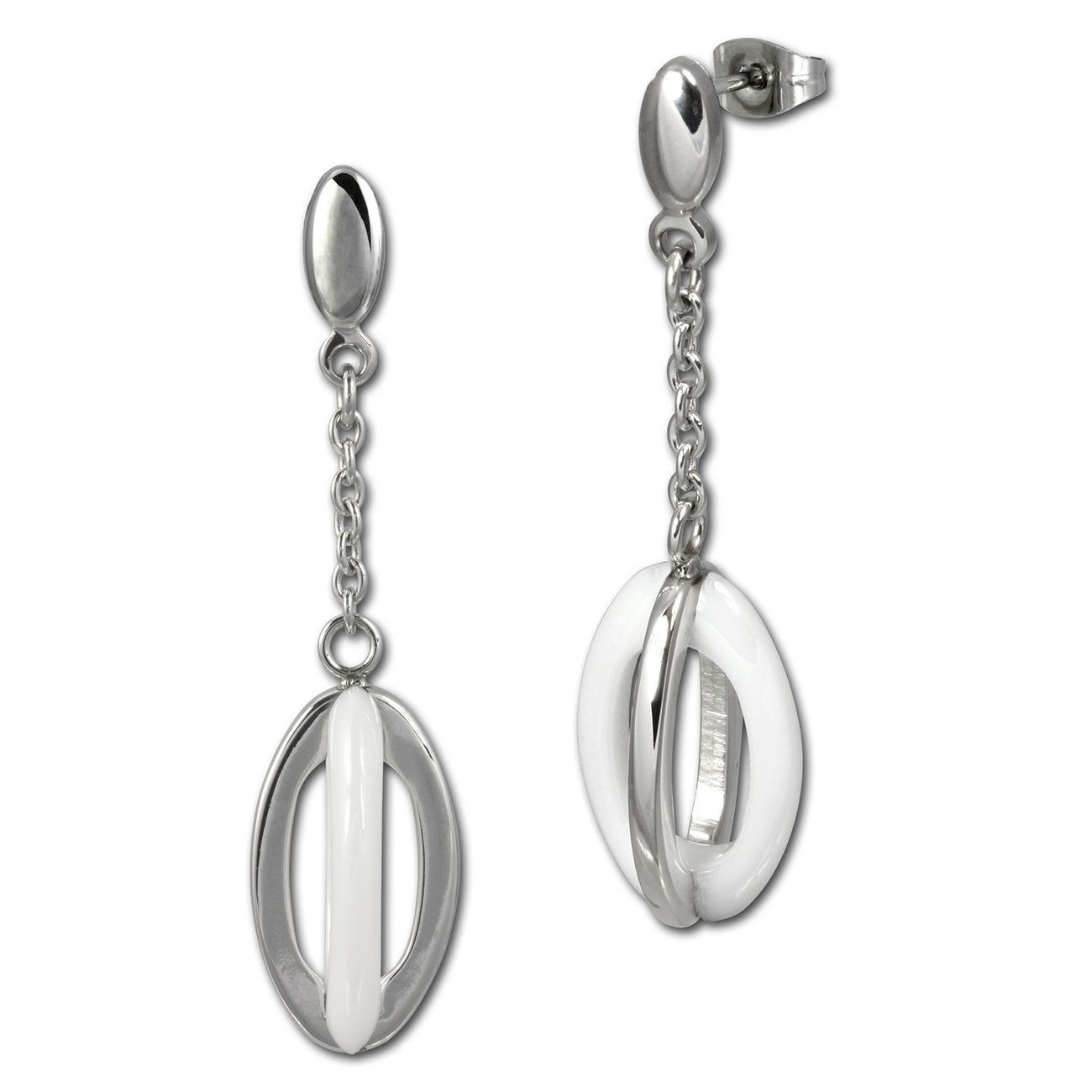 Amello Schmuckset Amello Edelstahlschmuckset Keramik weiß (2-tlg., Schmucksets), Damen Schmucksets, Edelstahl (Stainless Steel), Farbe: silberfarben, w