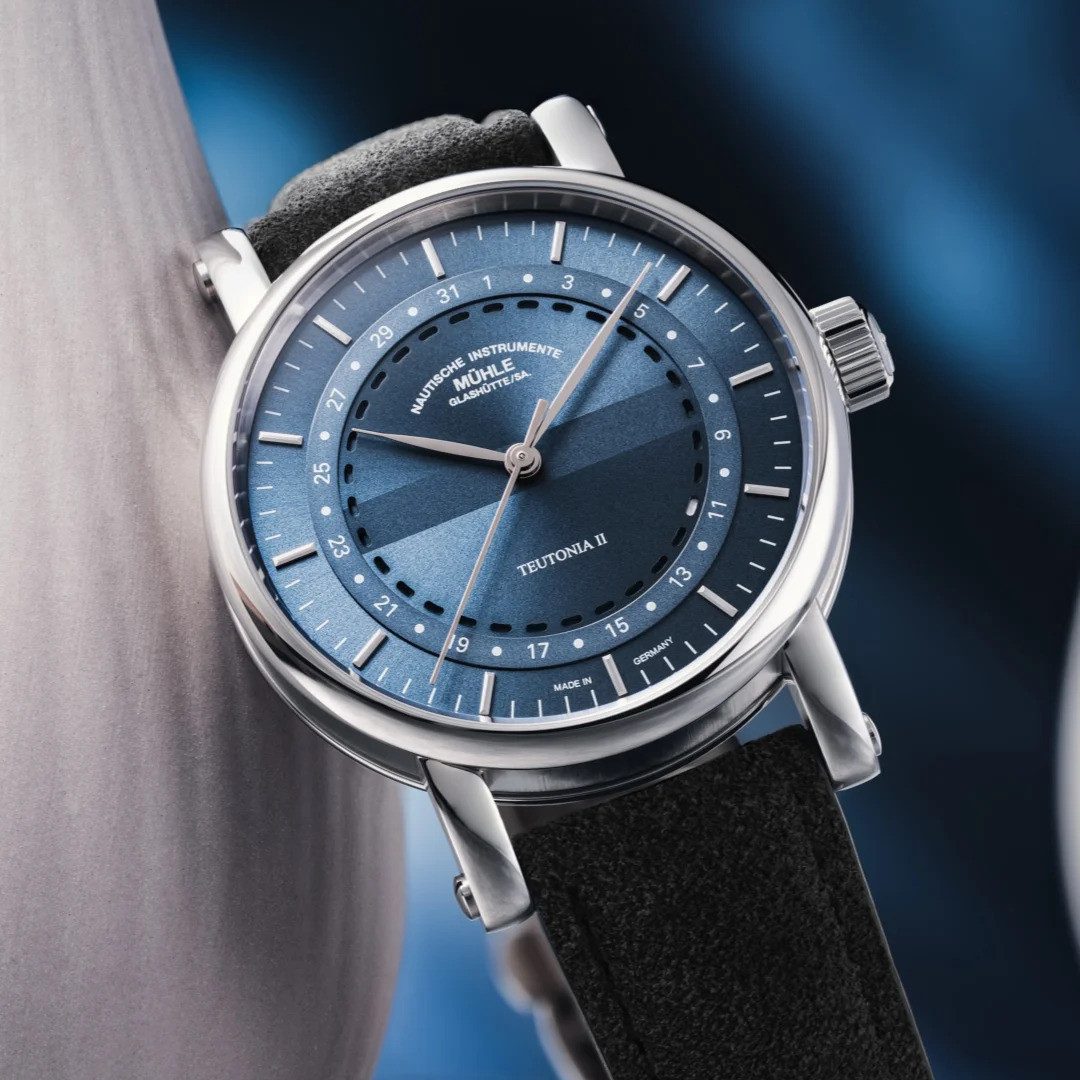 Nautische Instrumente Mühle Glashütte/Sa. Automatikuhr Herrenuhr Mühle Glashütte Automatik Teutonia II Ringdatum