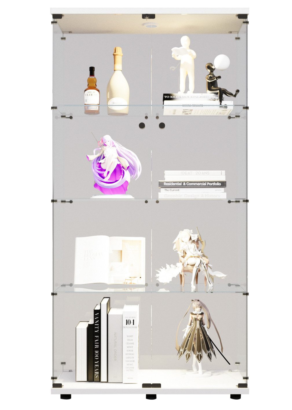 FUROKOY Glasvitrine Standvitrine, Modern Glas Vitrinenschrank (4 Lagen Glas günstig online kaufen