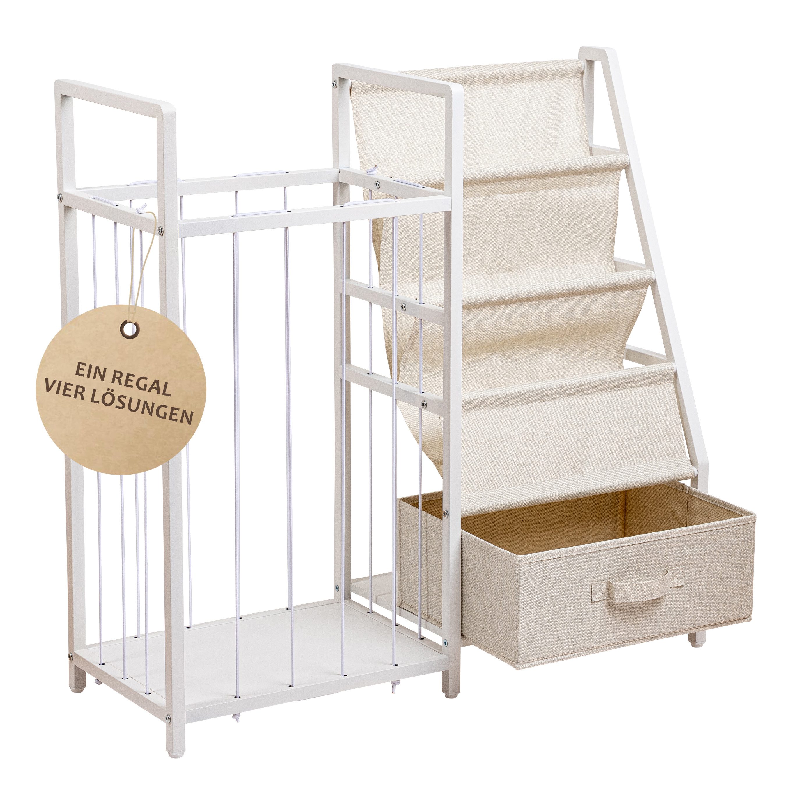 ONVAYA Kinderregal 4in1 Bücher-&Tonierregal, Kuscheltieraufbewahrung & Spielzeugorganizer, Maximale Belastbarkeit 14,5kg
