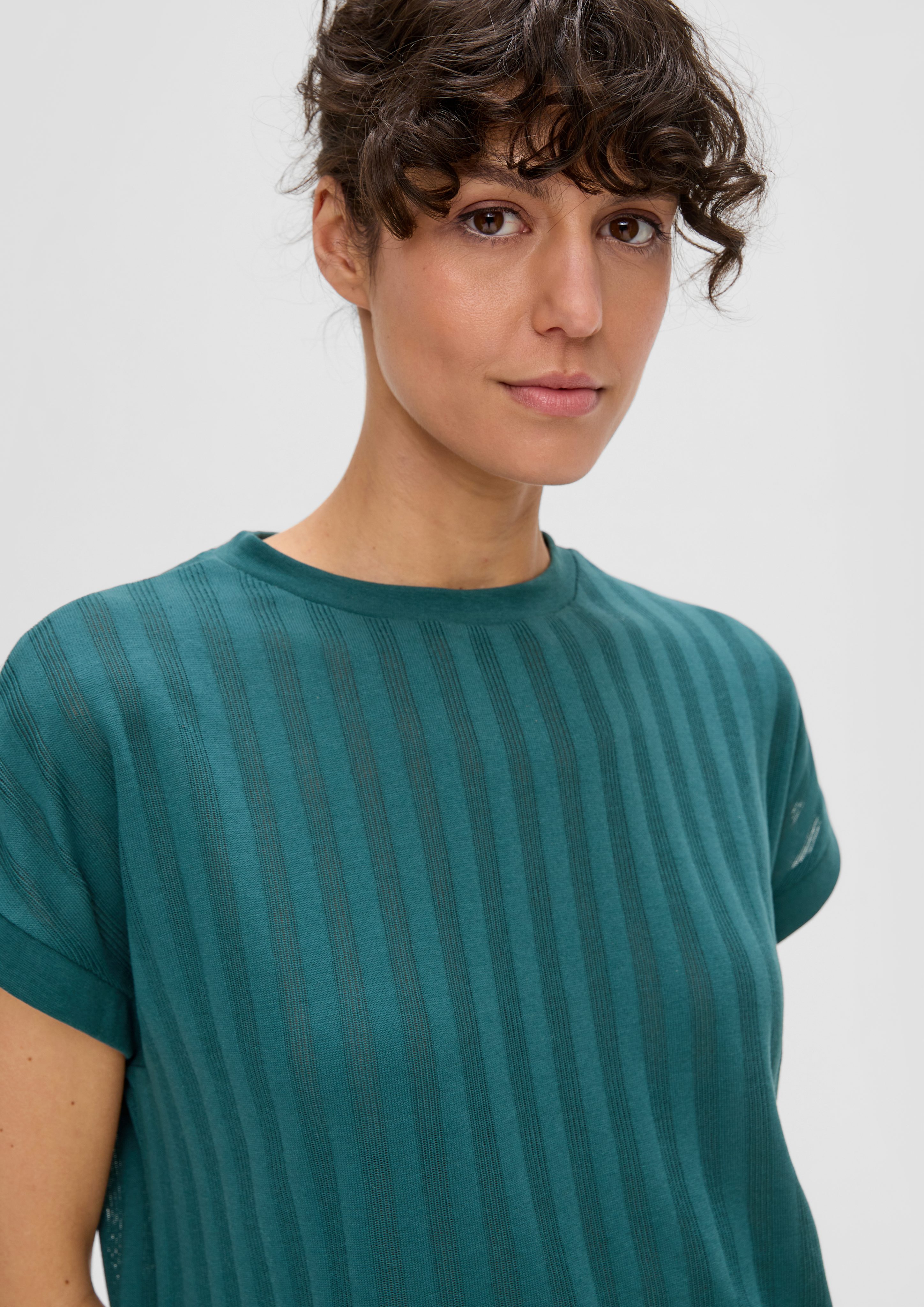 QS Kurzarmshirt T-Shirt mit Musterstruktur günstig online kaufen
