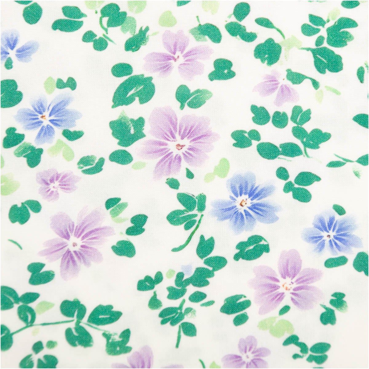 SCHÖNER LEBEN. Stoff Viskose Stoff Meterware Blümchen Digitaldruck Weiß Grün Blau, allergikergeeignet