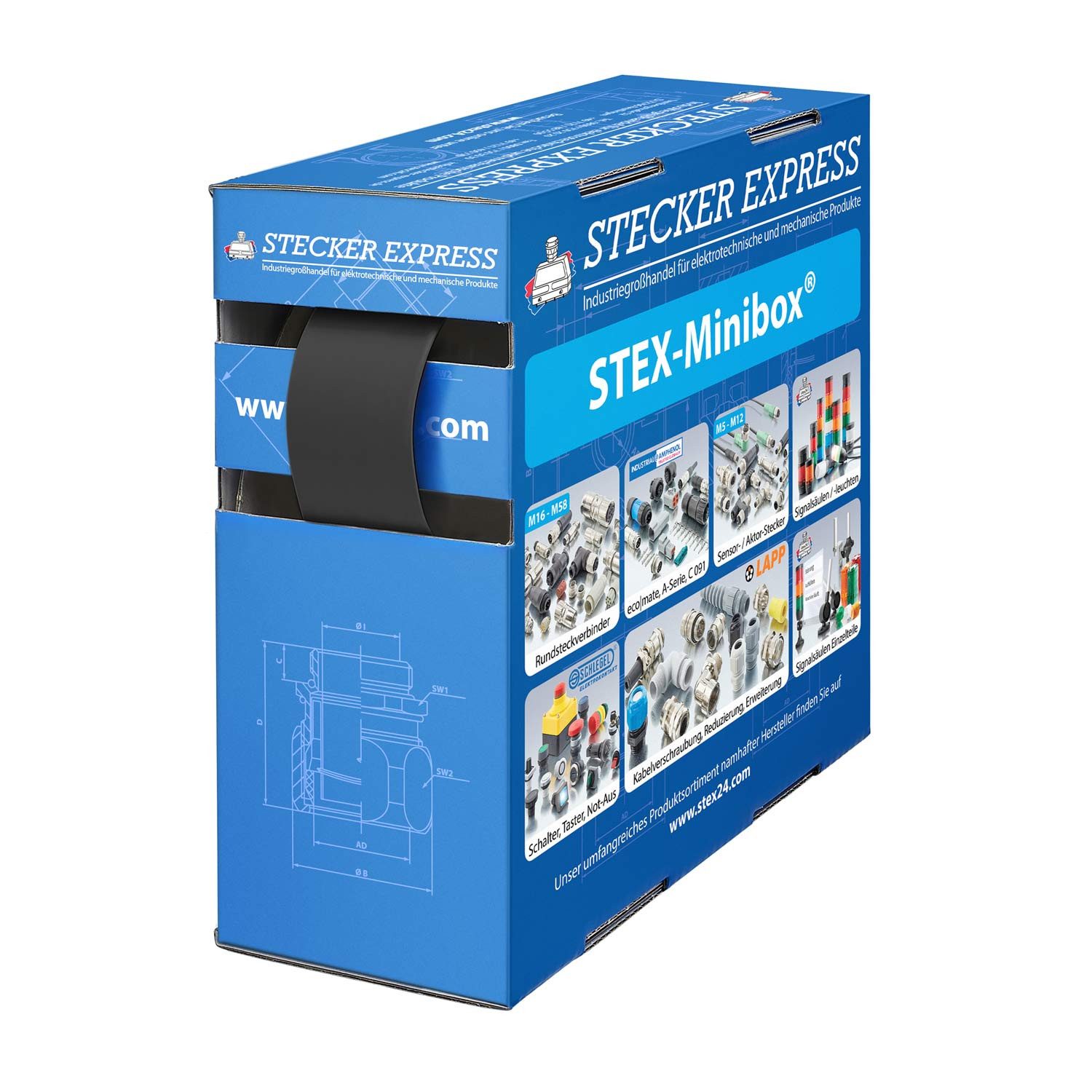 Stex24 Schrumpfschlauch Titel:Schrumpfschlauch 3:1, Minibox mit 2,6m, schwarz 18,0/6,0mm, 3/4