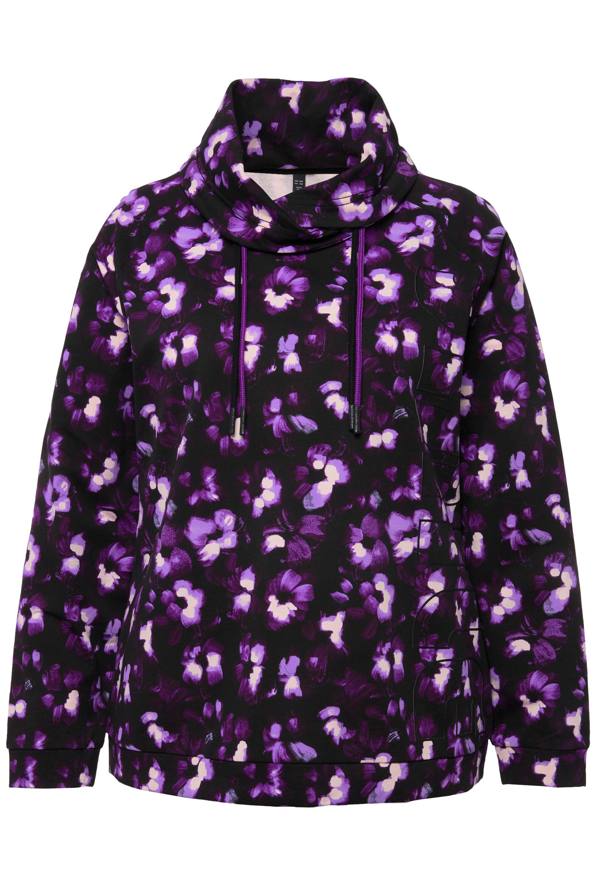 Ulla Popken Sweatshirt Sweatshirt Blüten Stehkragen Raglan-Langarm günstig online kaufen