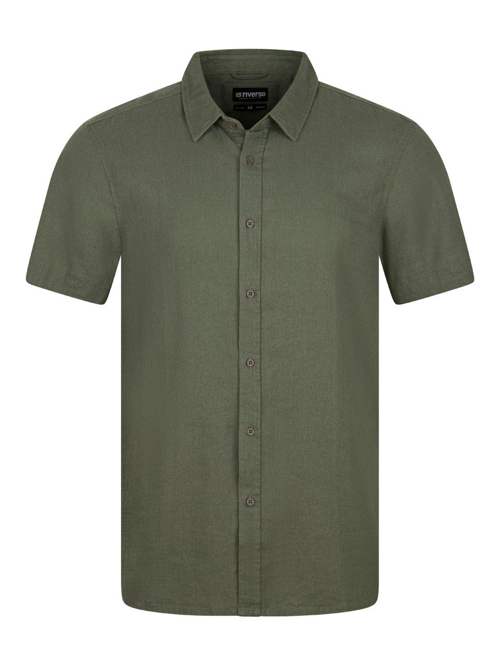 riverso Kurzarmhemd riverso Herren Kurzarm Leinen Hemd RIVCarlo Regular Fit (1-tlg)