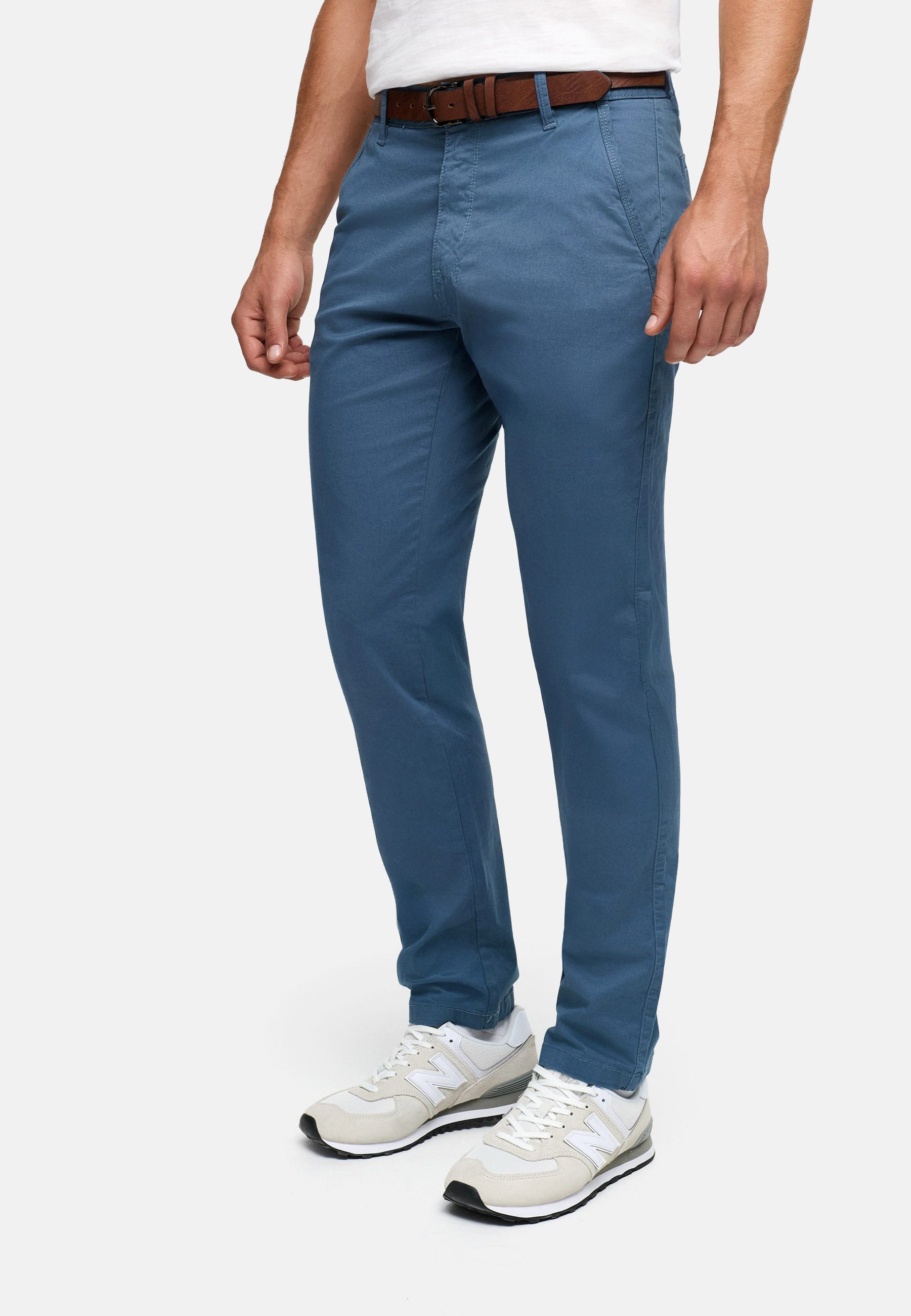 Indicode Chinohose Herren INPilli Regular-Fit Baumwollhose mit schmaler Passform mit praktischem, integriertem Gürtel
