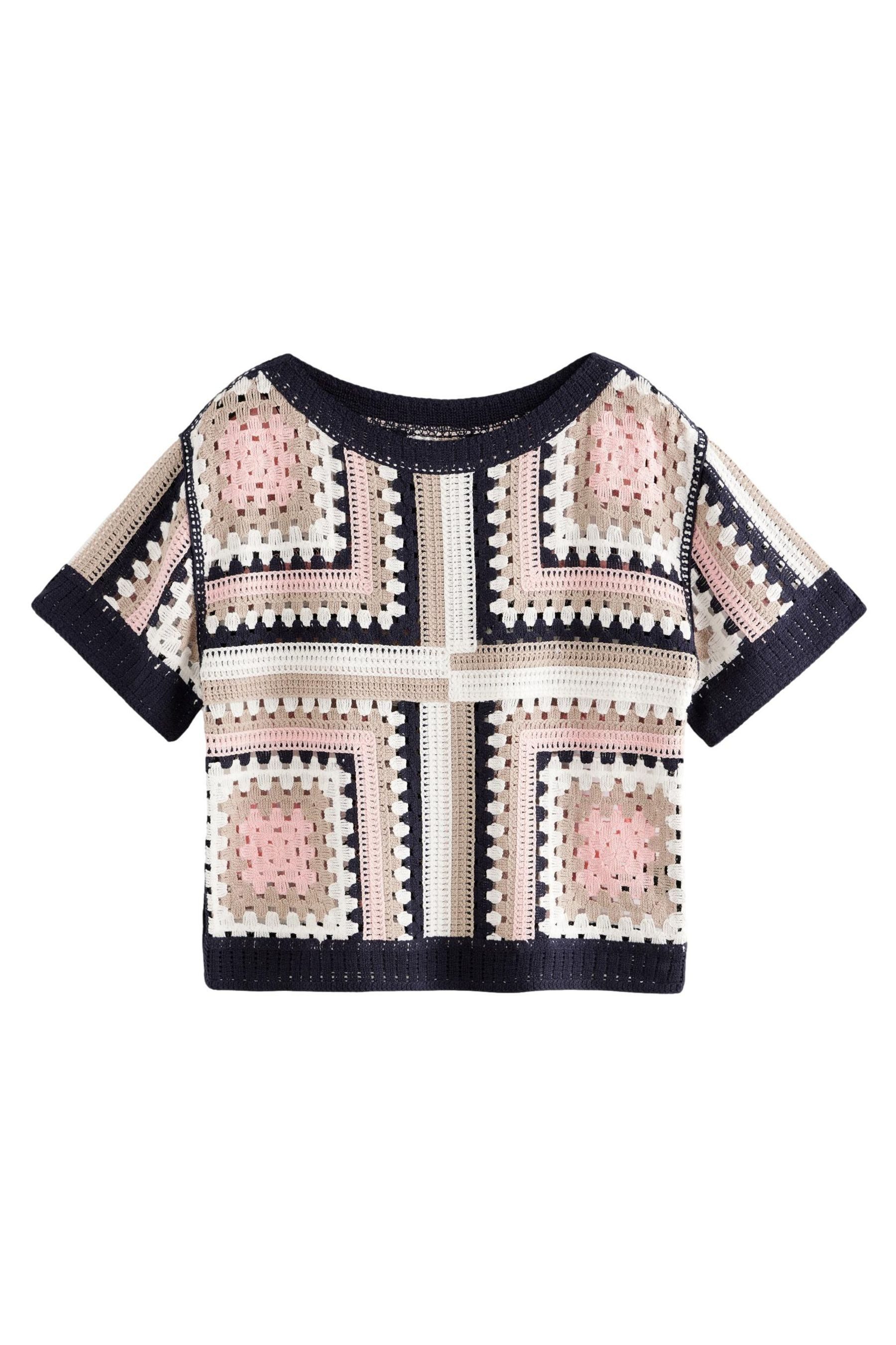 Next Kurzarmpullover T-Shirt mit gehäkeltem Ausschnitt (1-tlg) günstig online kaufen