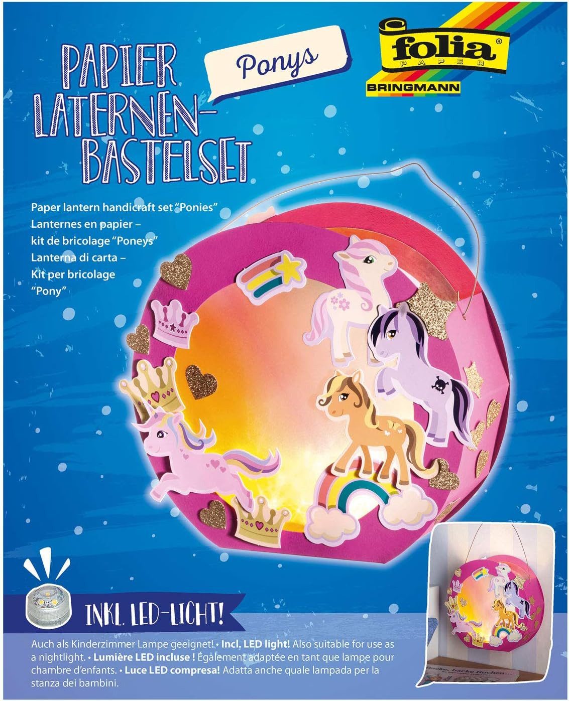 Folia Umzugslaterne folia Laternen-Bastelset "PONY", pink