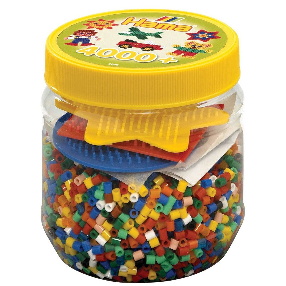 Hama Perlen Bügelperlen Hama Midi Bastelset mit ca 4000 Perlen und Stiftplatten, (4000-tlg), Perlen haben 5,0 mm Durchmesser