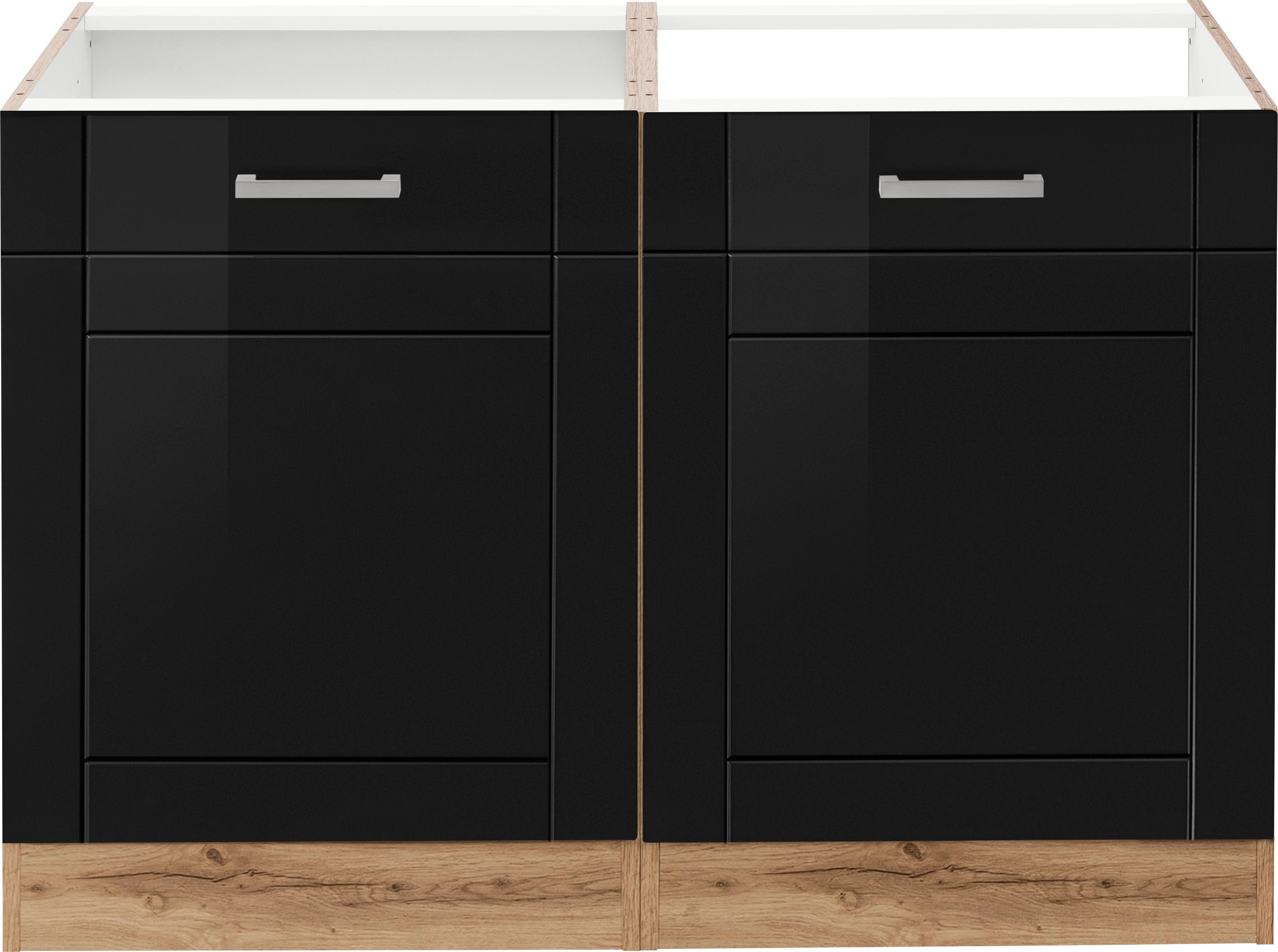 KOCHSTATION Spülenschrank KS-Tinnum 120 cm breit, MDF-Fronten, Metallgriffe, inklusive Einbauspüle