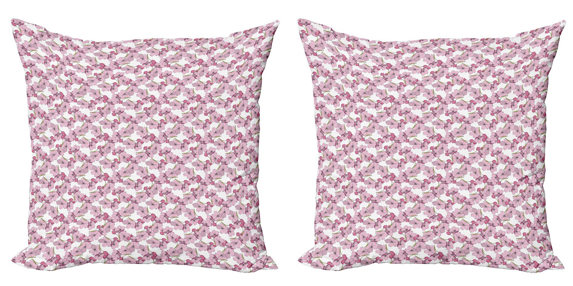 (2 Modern Blühende Rosa Kissenbezüge Blumen Abakuhaus Digitaldruck, Doppelseitiger Stück), Blumen Accent