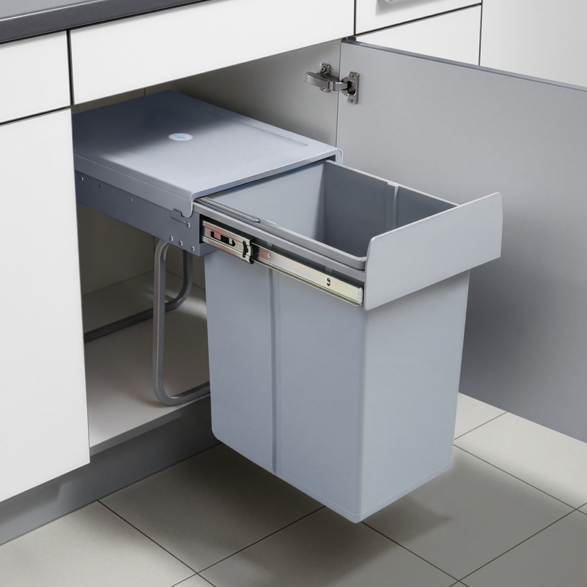 en.casa Einbaumülleimer, »Froland« 34x26x42 cm Grau 1x20L