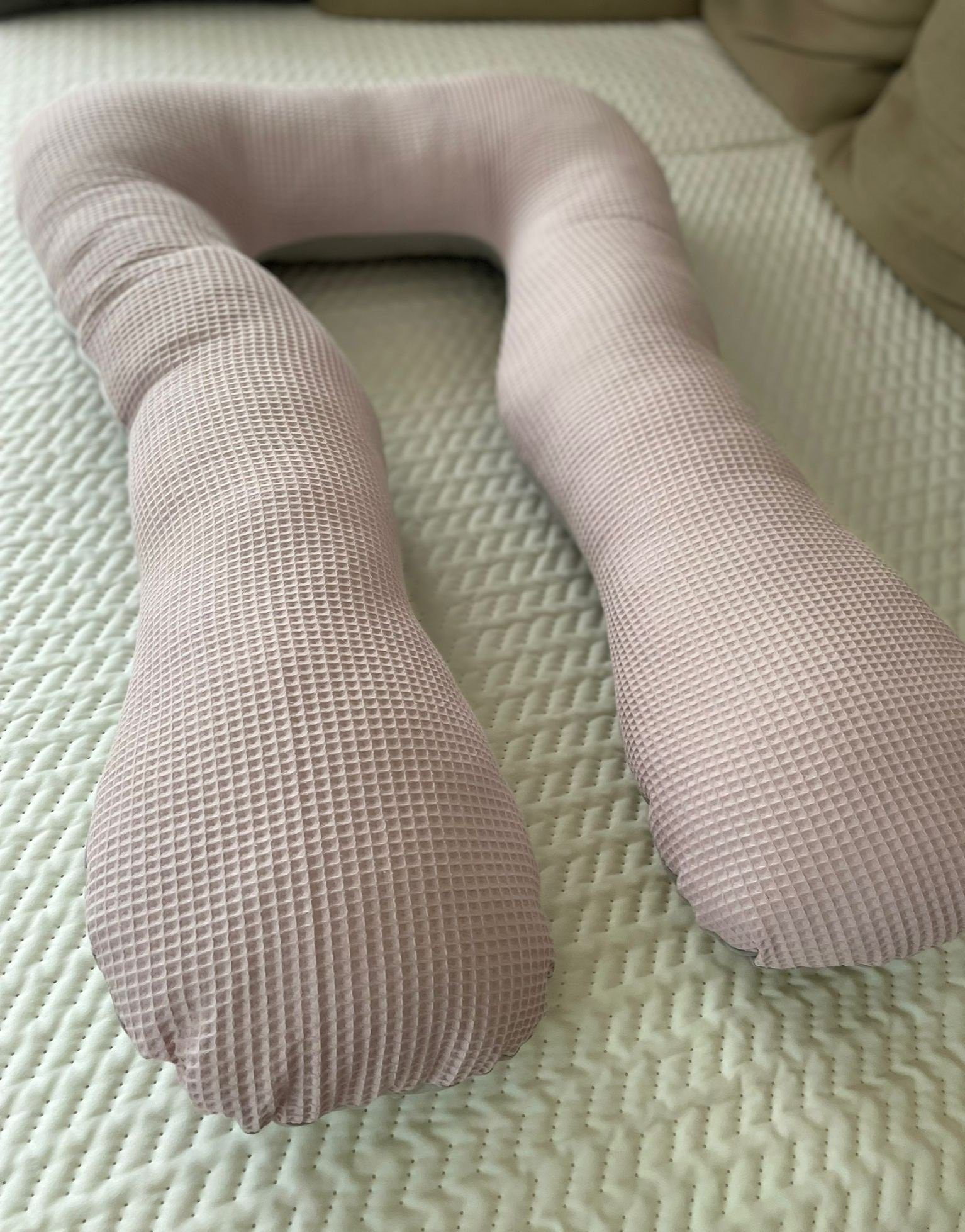 Loolay Stillkissen Schwangerschaftskissen Seitenschläferkissen Stillkissen TYP A 330cm, Attmungsaktive WAFFELPIQUE + GLATT Baumwolle XXXL Lagerungkissen, MUSTER – Bild 4 von 5