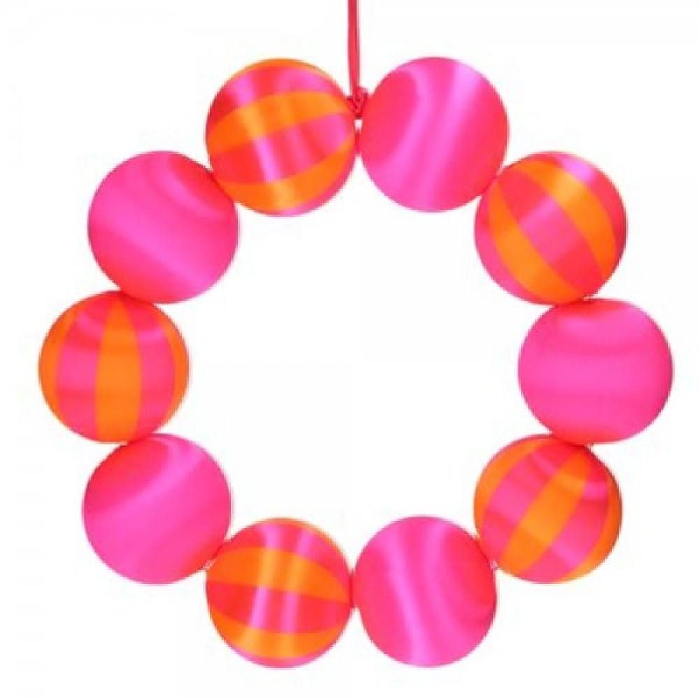 Giftcompany Weihnachtsbaumkugel Türkranz Chinois Streifen Pink Orange