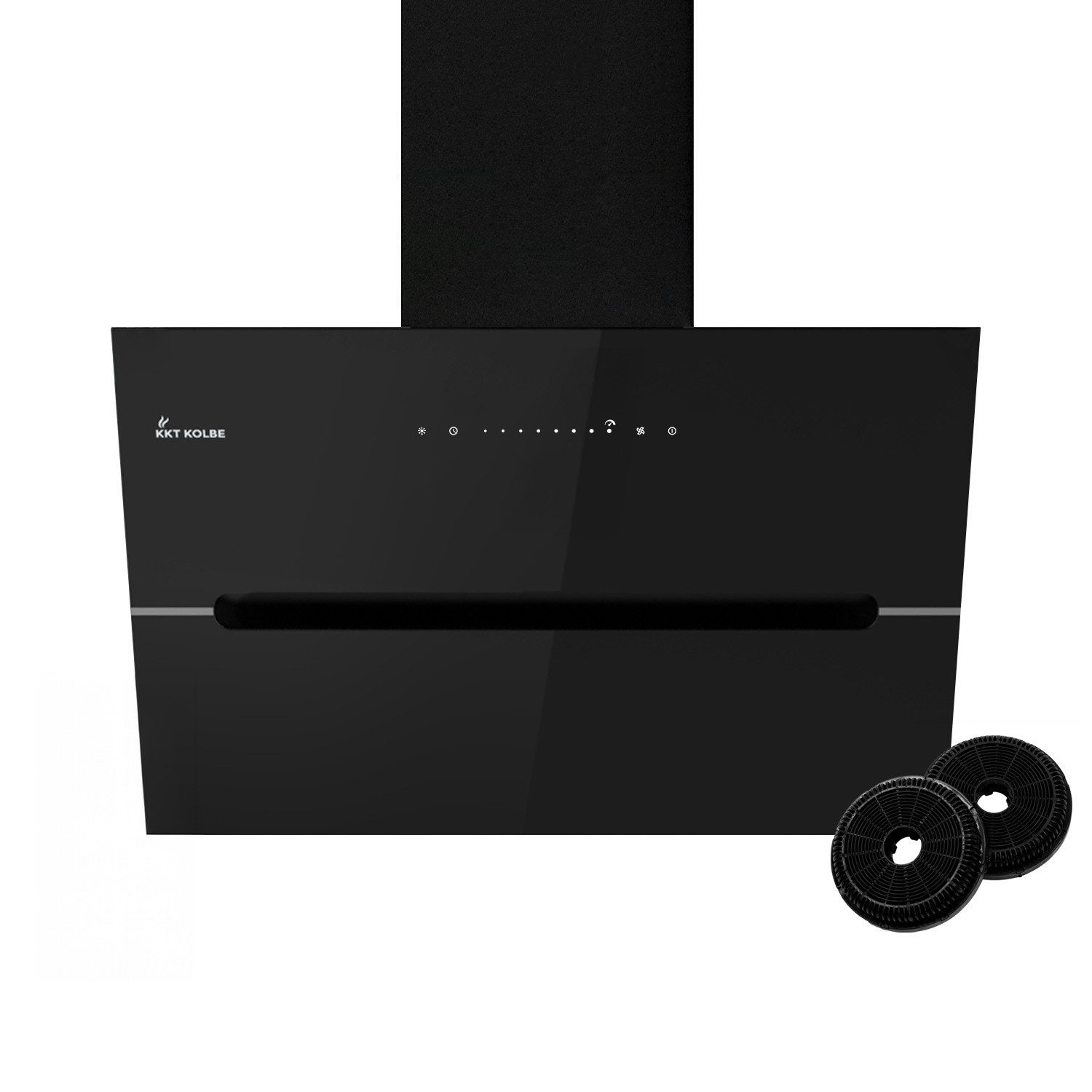 KKT KOLBE Wandhaube Dunstabzugshaube 60cm ECCO6005SM RGBW Ambientebeleuchtung Kopffrei / 60cm / Smarte WiFi-App / Schwarz / Glas / Schräghaube