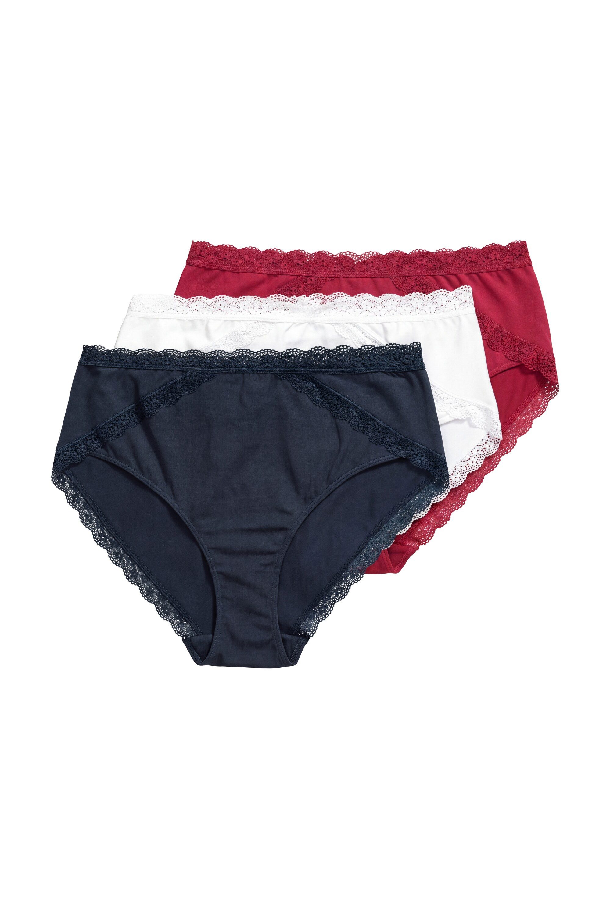 Ulla Popken Slip Midislips 3er-Pack Spitzenband