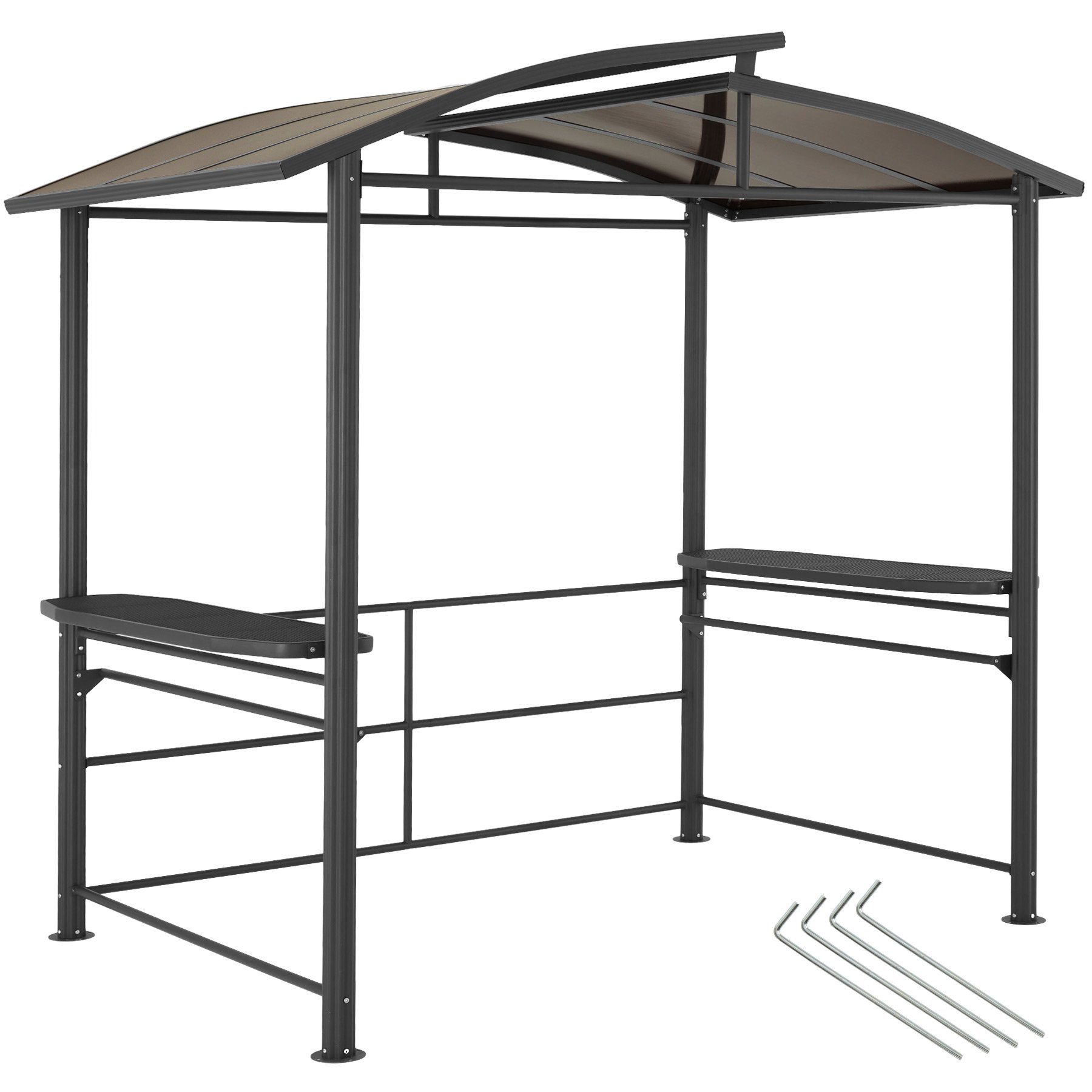 tectake Grillpavillon Grillpavillon Asado, mit 3 Seitenteilen, Ablagefächer