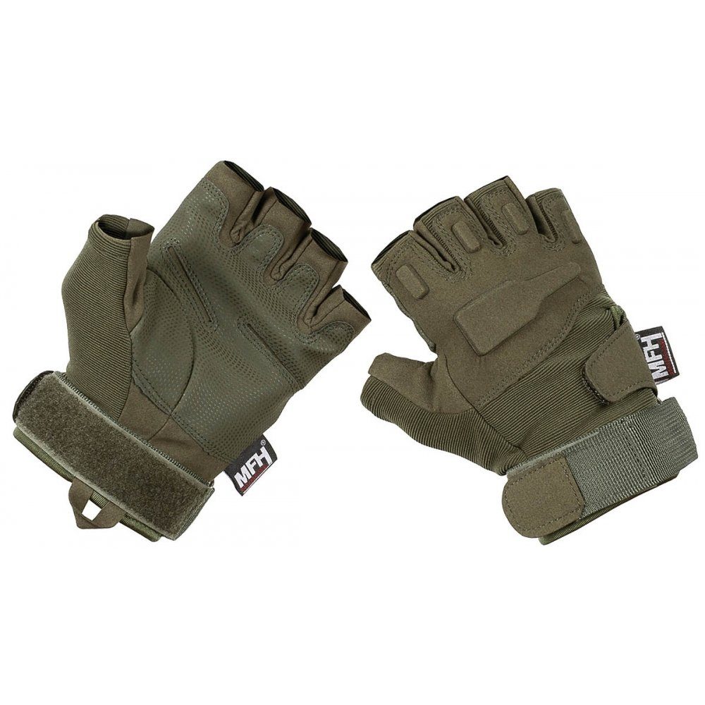 MFHHighDefence Multisporthandschuhe HighDefence Tactical Handschuhe,"Protect", ohne Finger, oliv - L