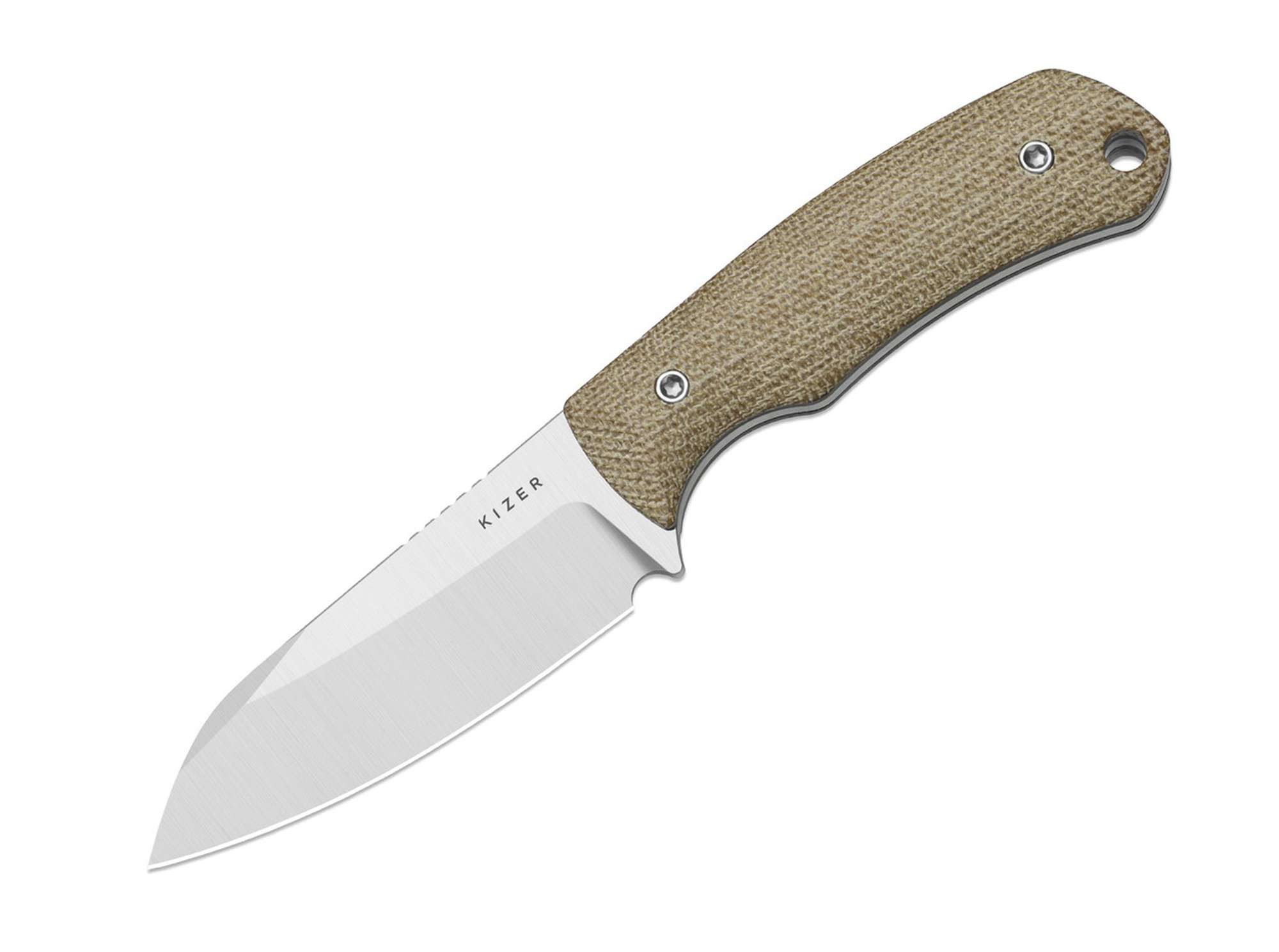 Kizer Universalmesser Kizer Field Mouse 14C28N Brown Micarta, feststehendes Messer, Kydexsch, (1 St), Scheide inklusive