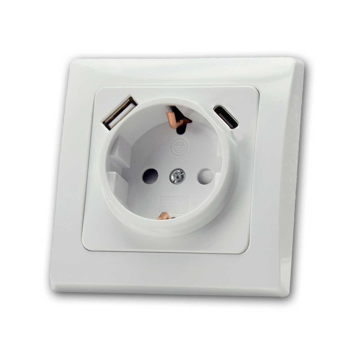 ChiliTec Unterputz-Steckdose DELPHI Schutzk-Steckdose 250V~/ 16A & USB-C weiß