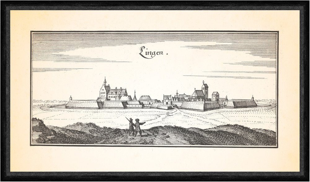 Kunstdruck Lingen Ems Niedersachsen Festung Lingen Schloss Herzford Faks_Merian