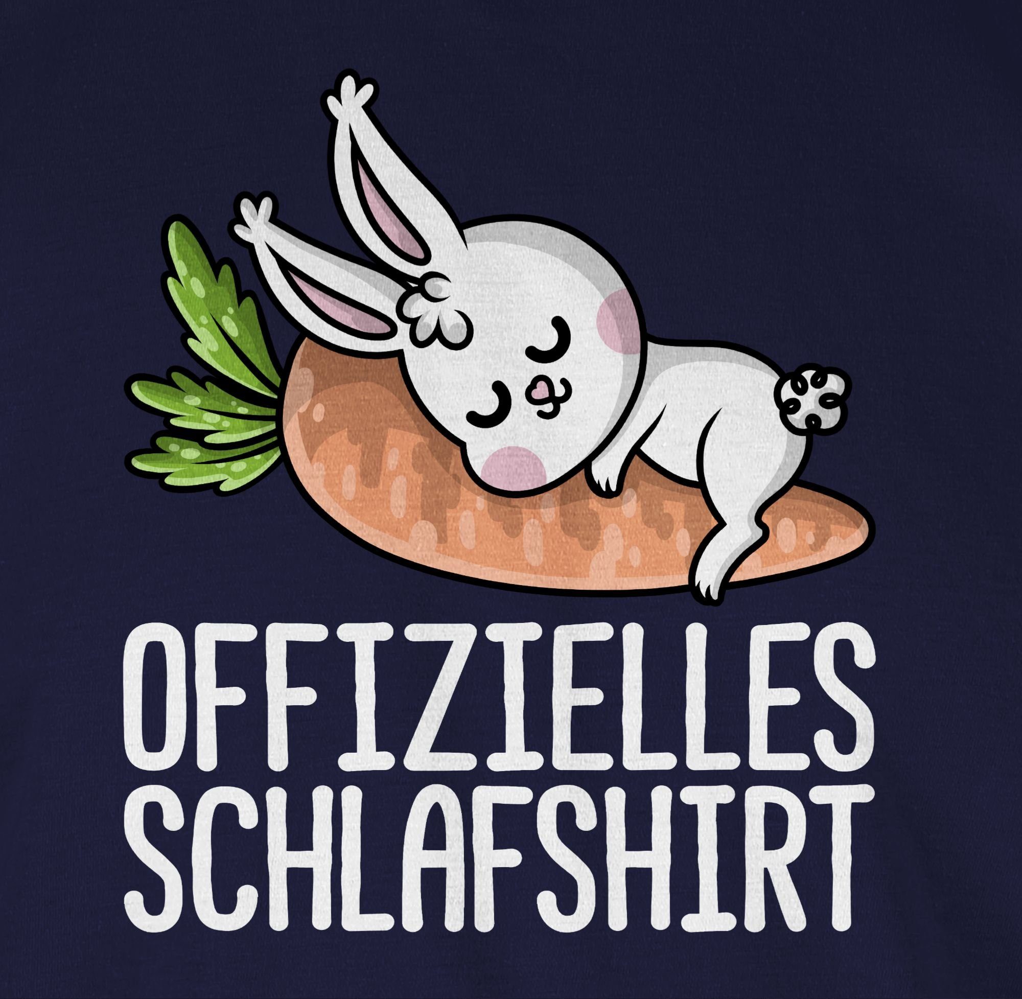 Shirtracer Rundhalsshirt Offizielles Schlafshirt Hase Sprüche Blau 2 weiß mit Navy Statement