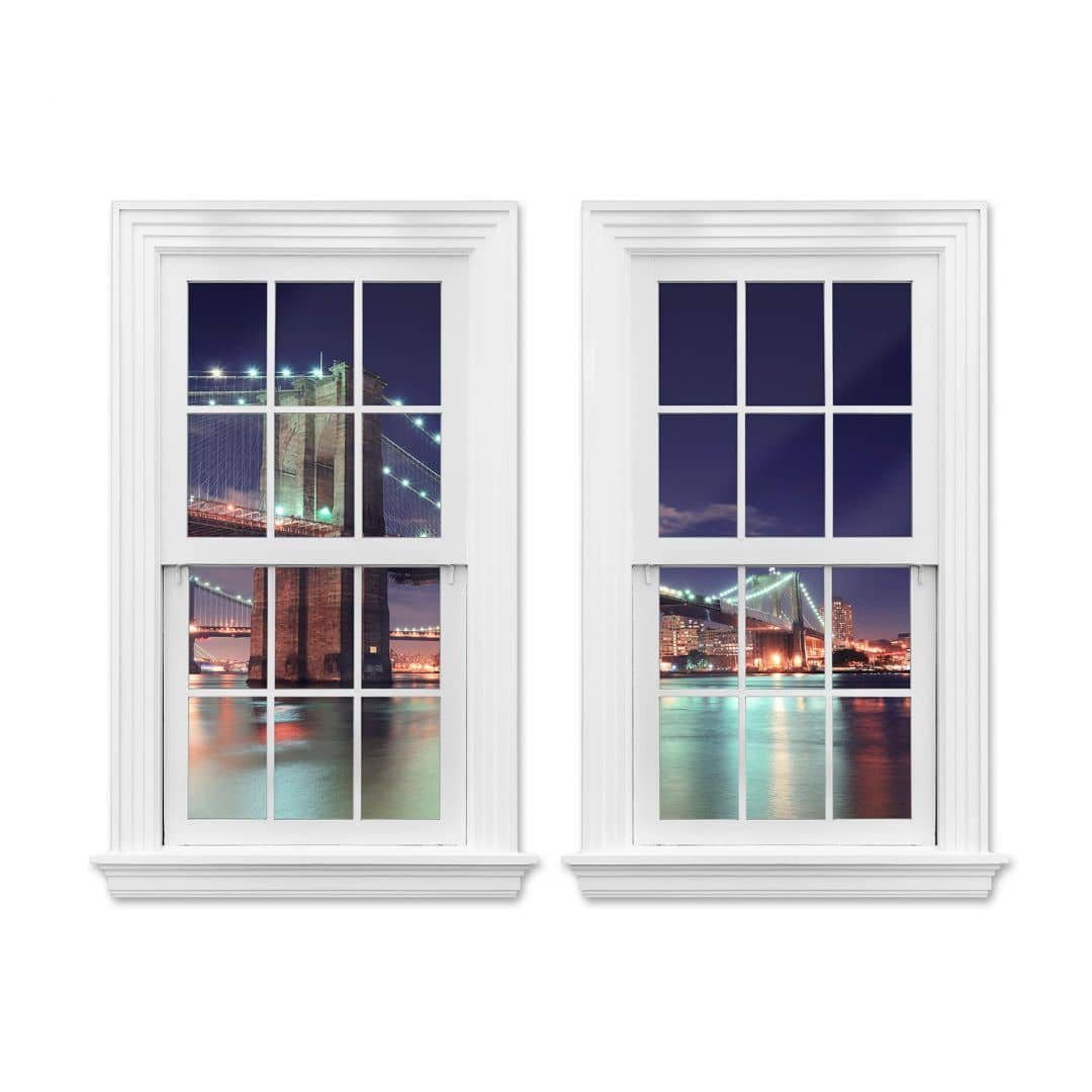 K&L Wall Art 3D at Urlaub Manhattan Wandbild Wandtattoo selbstklebend Wandtattoo Bridge Weltreise Stadt Night, Aufkleber Fenster