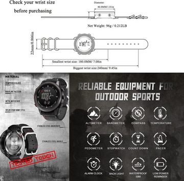 NORTH EDGE APACHE-46 Digitale Sport für Herren Militä Watch (Digital), mit Kompass Temperatur Schrittzähler Sport Taktische Überlebensuhren