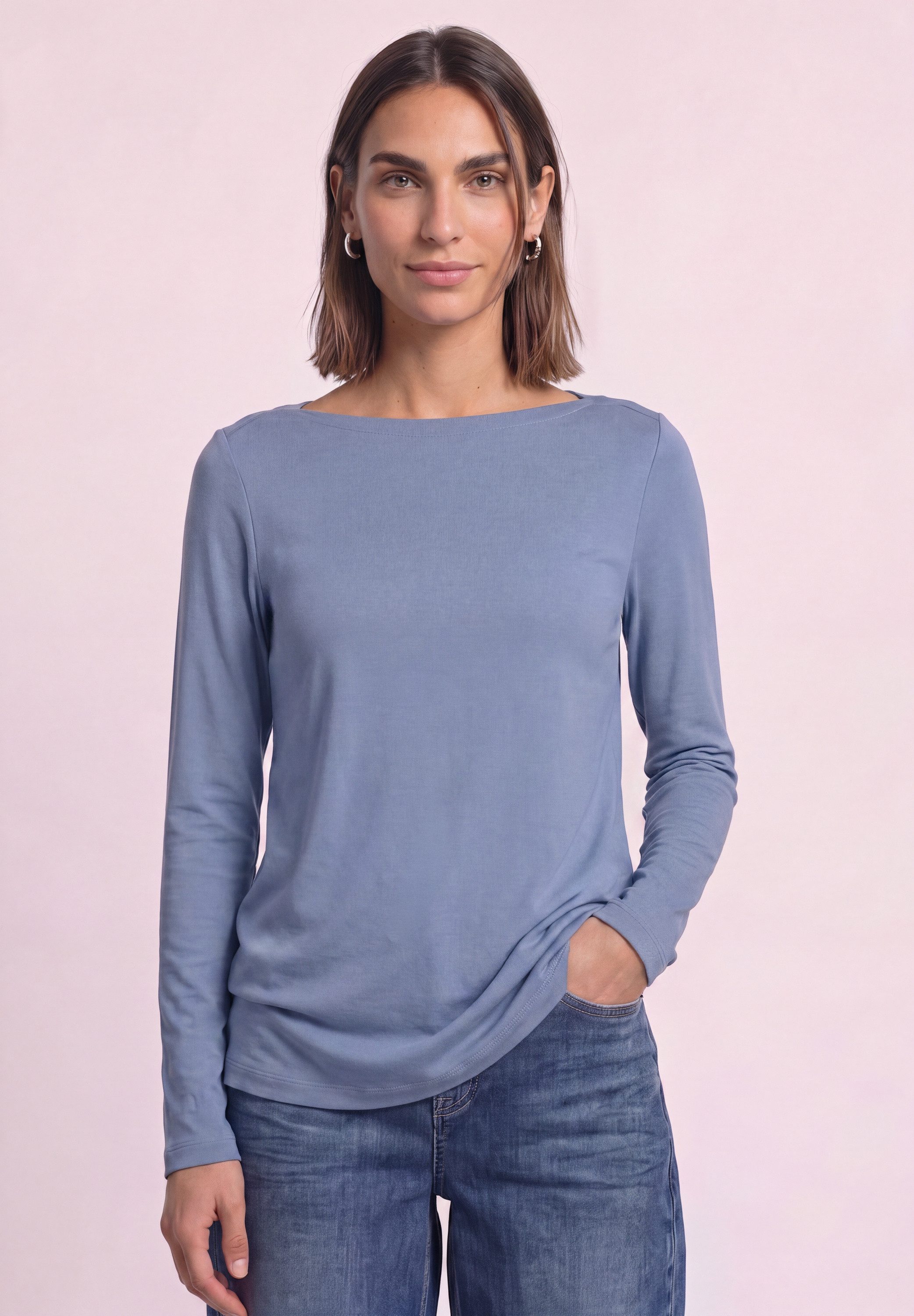 STREET ONE Langarmshirt mit U-Boot-Ausschnitt