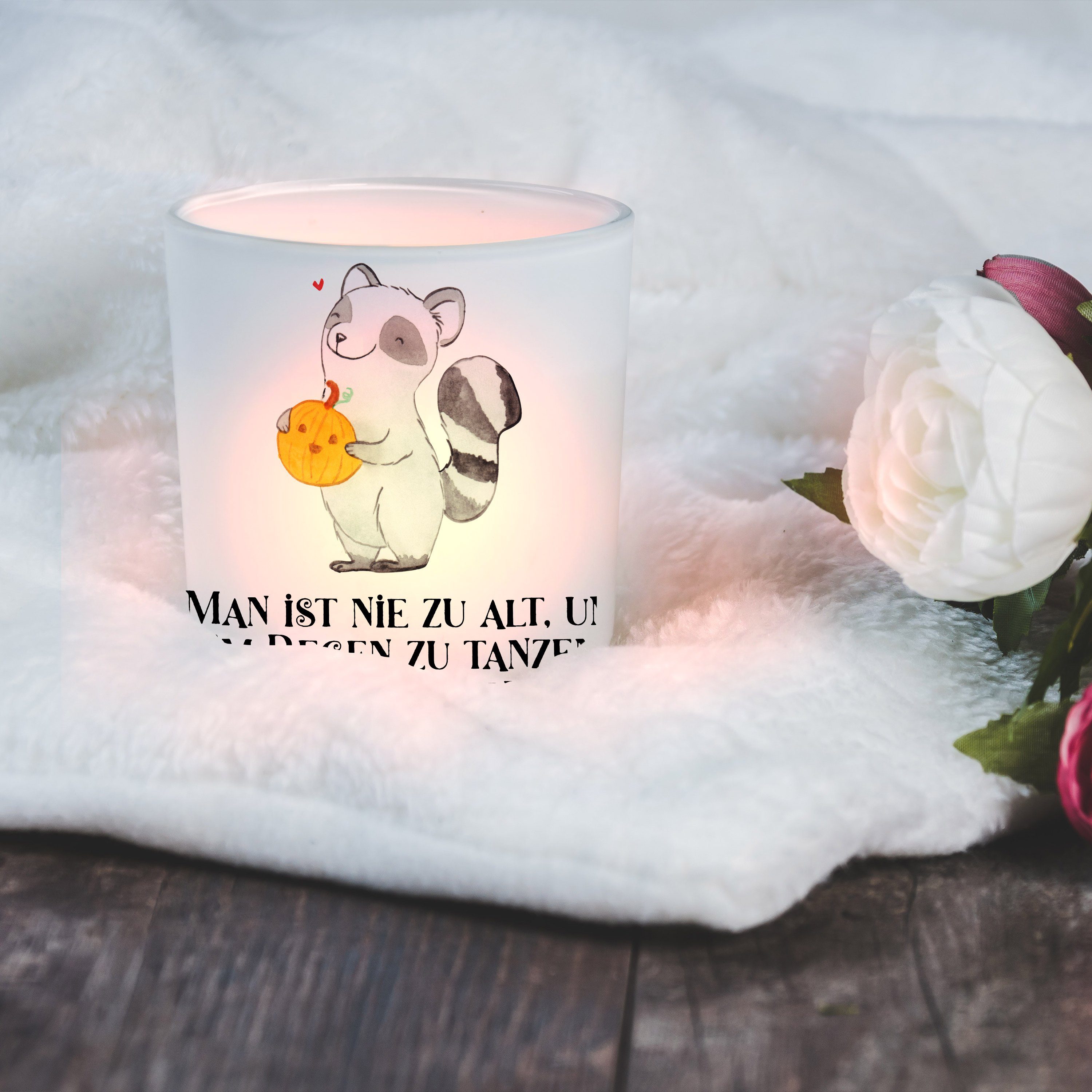 Geschenk, Geschenke, Windlicht Transparent & Mr. (1 - Waschbär St) - Mrs. Mart Dekoration, Panda Kürbis