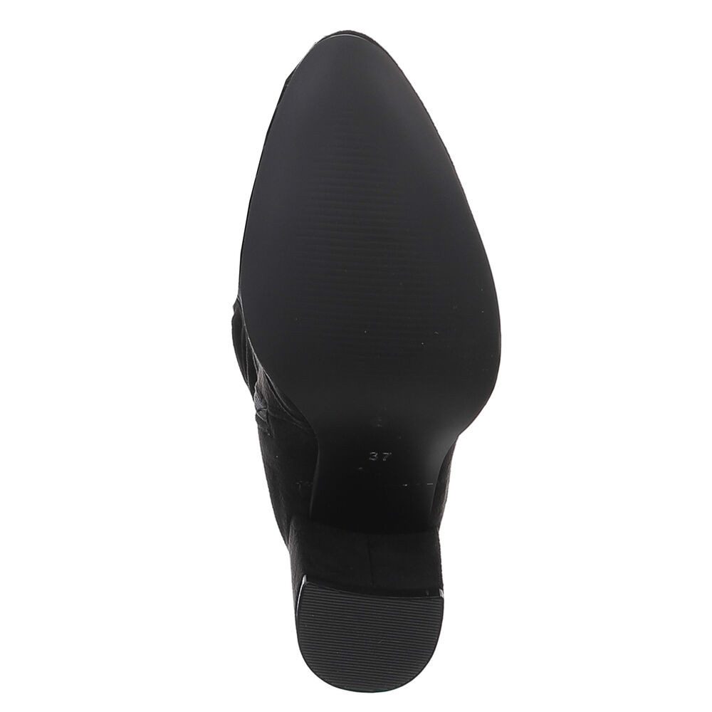 Ital-Design Damenstiefel kniehoch mit Blockabsatz und Raffungen Stiefel (92002425) Blockabsatz Stiefel in Schwarz