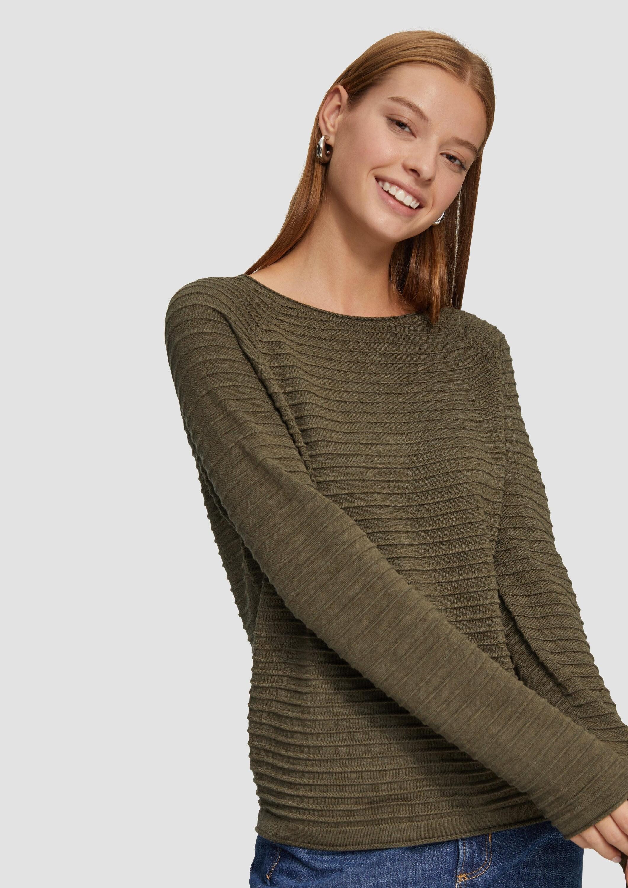 QS Longpullover Strickpullover Pullover aus Viskosemix