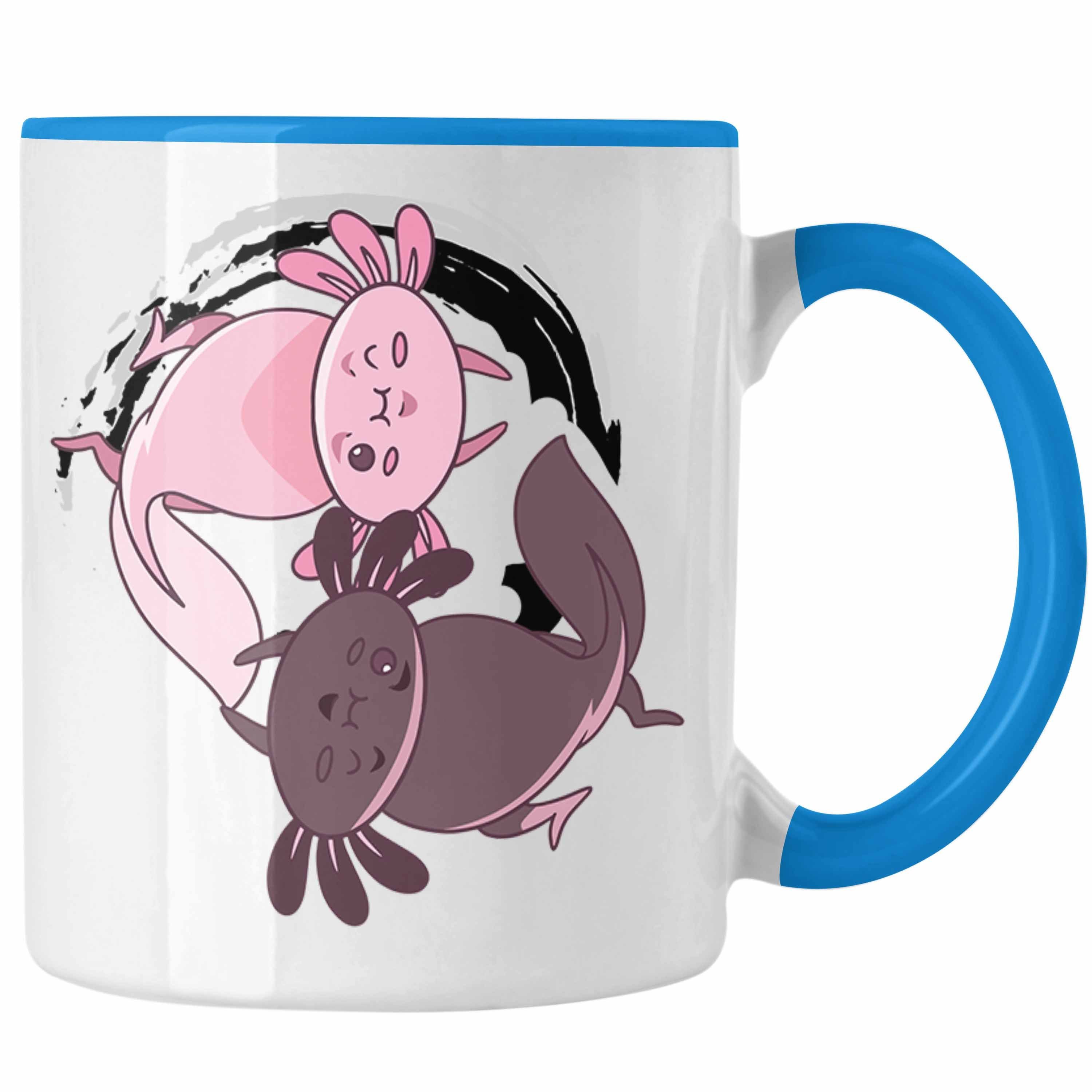 Trendation Tasse Trendation - Grafik Geschenkidee Tiere Ying Blau Lustig Yang Geschenk Zeichen Schwanzlurch Axolotl Tasse