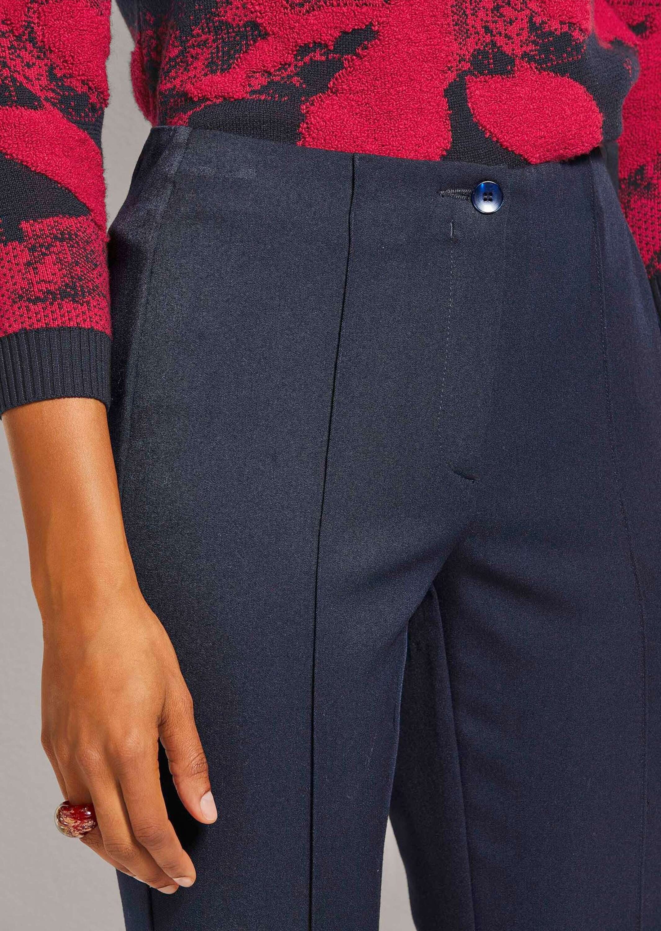 MADELEINE Stoffhose Slim Fit Stretchhose mit Biesen Stoffhose mit abgesteppter Biese und Komfortbund, knöchellang