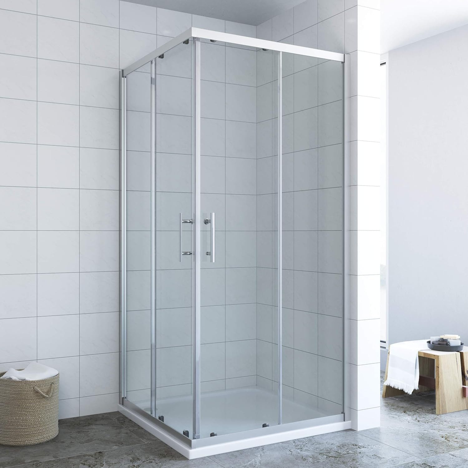 AQUABATOS Eckdusche Duschkabine Glas Eckeinstieg Schiebetür Eckdusche Dusch günstig online kaufen